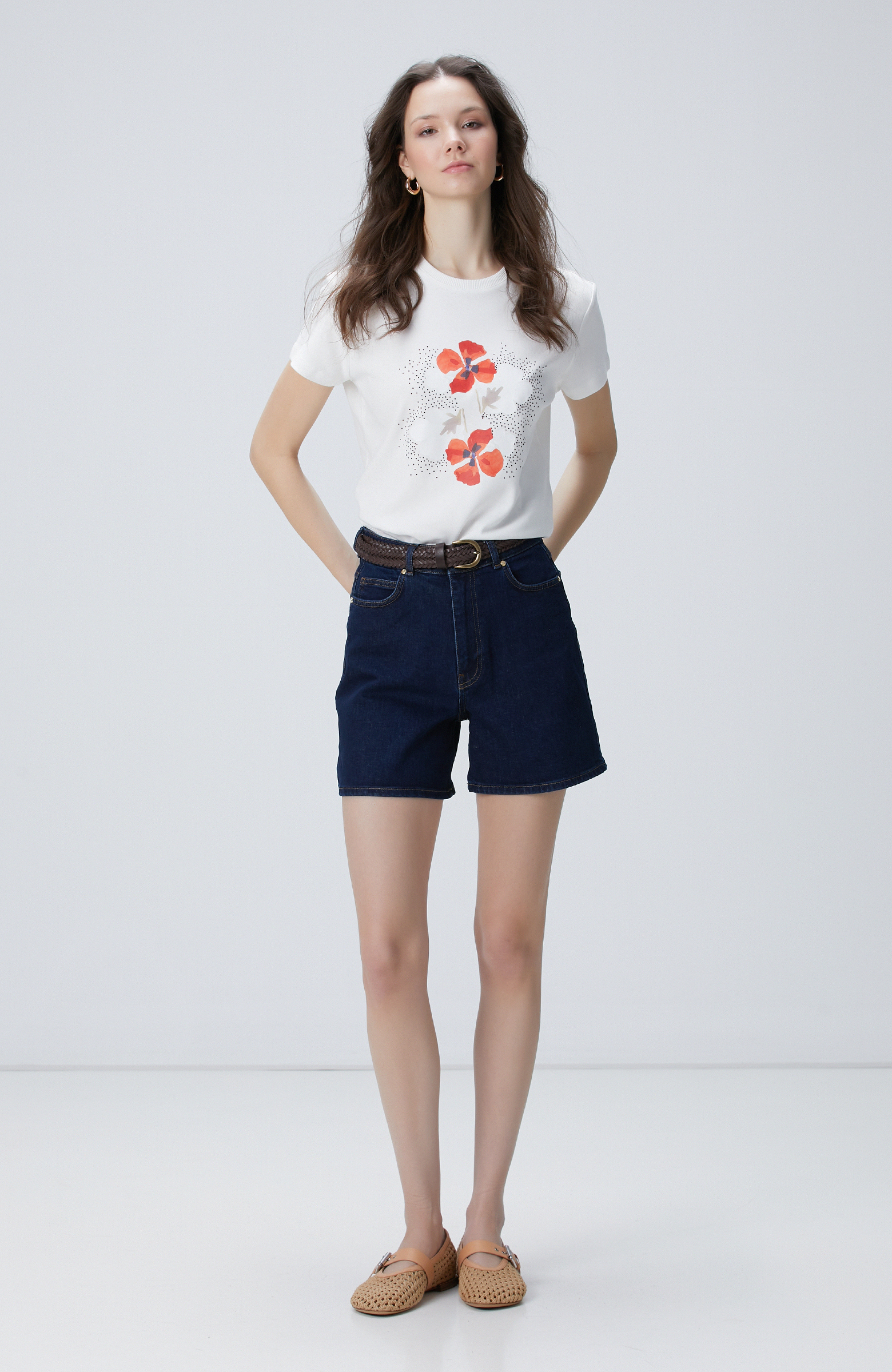 Kırık Beyaz Baskılı T-shirt