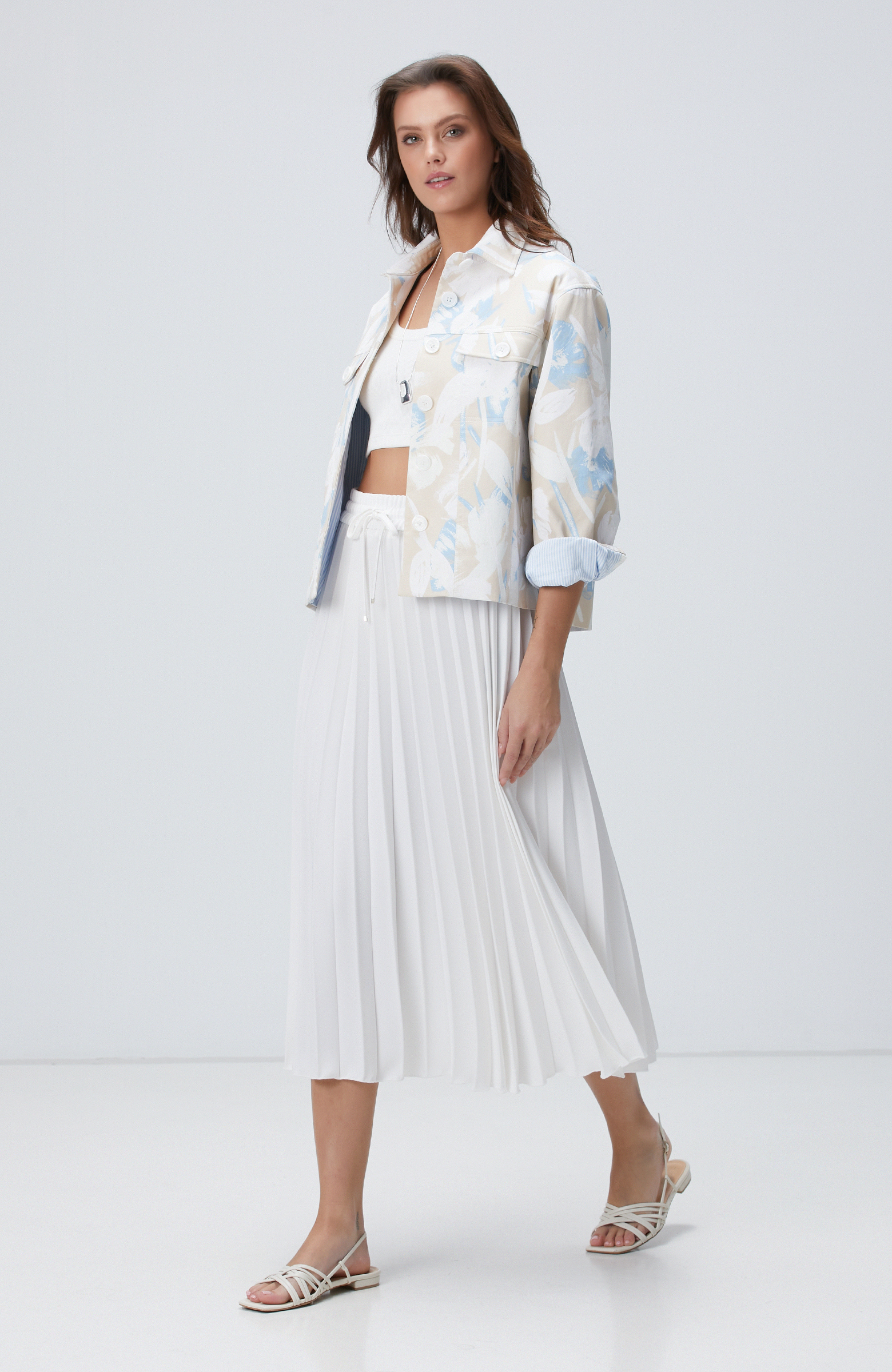 Kırık Beyaz Midi Etek