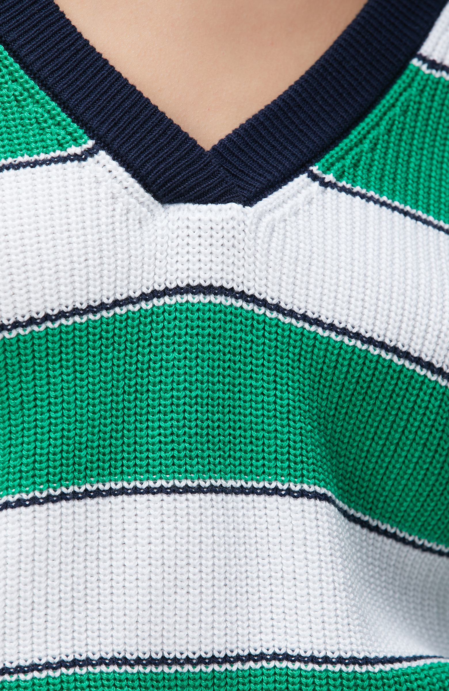 Yeşil Beyaz Çizgili Süveter