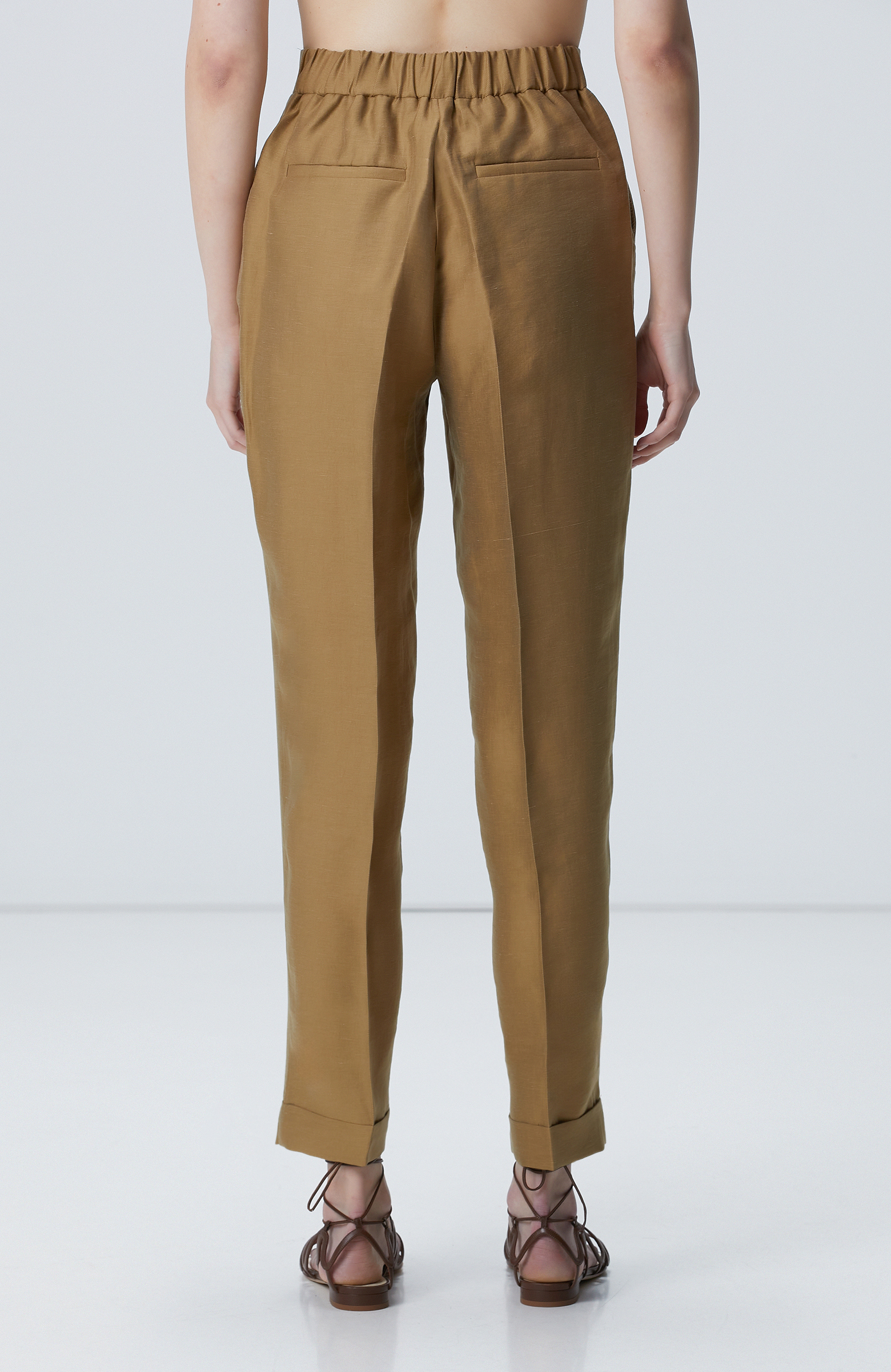 Yağ Yeşili Limited Keten Karışımlı Pantolon