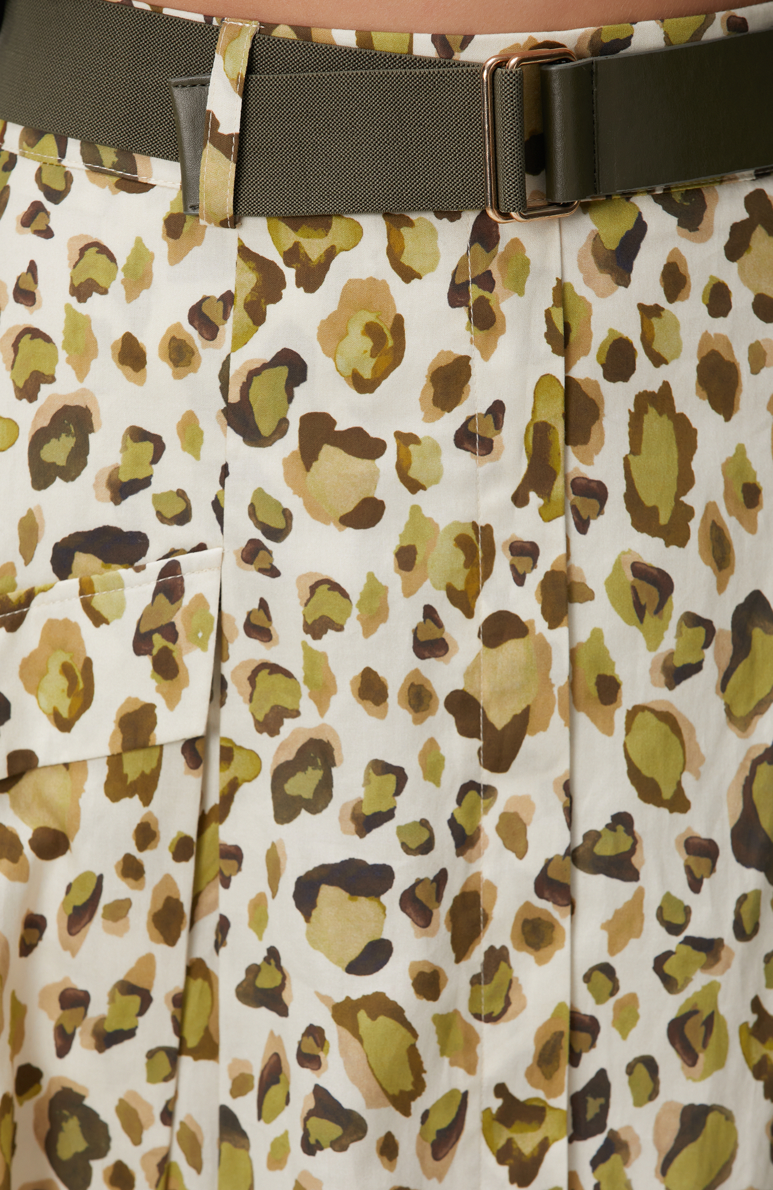 Yeşil Desenli Midi Etek