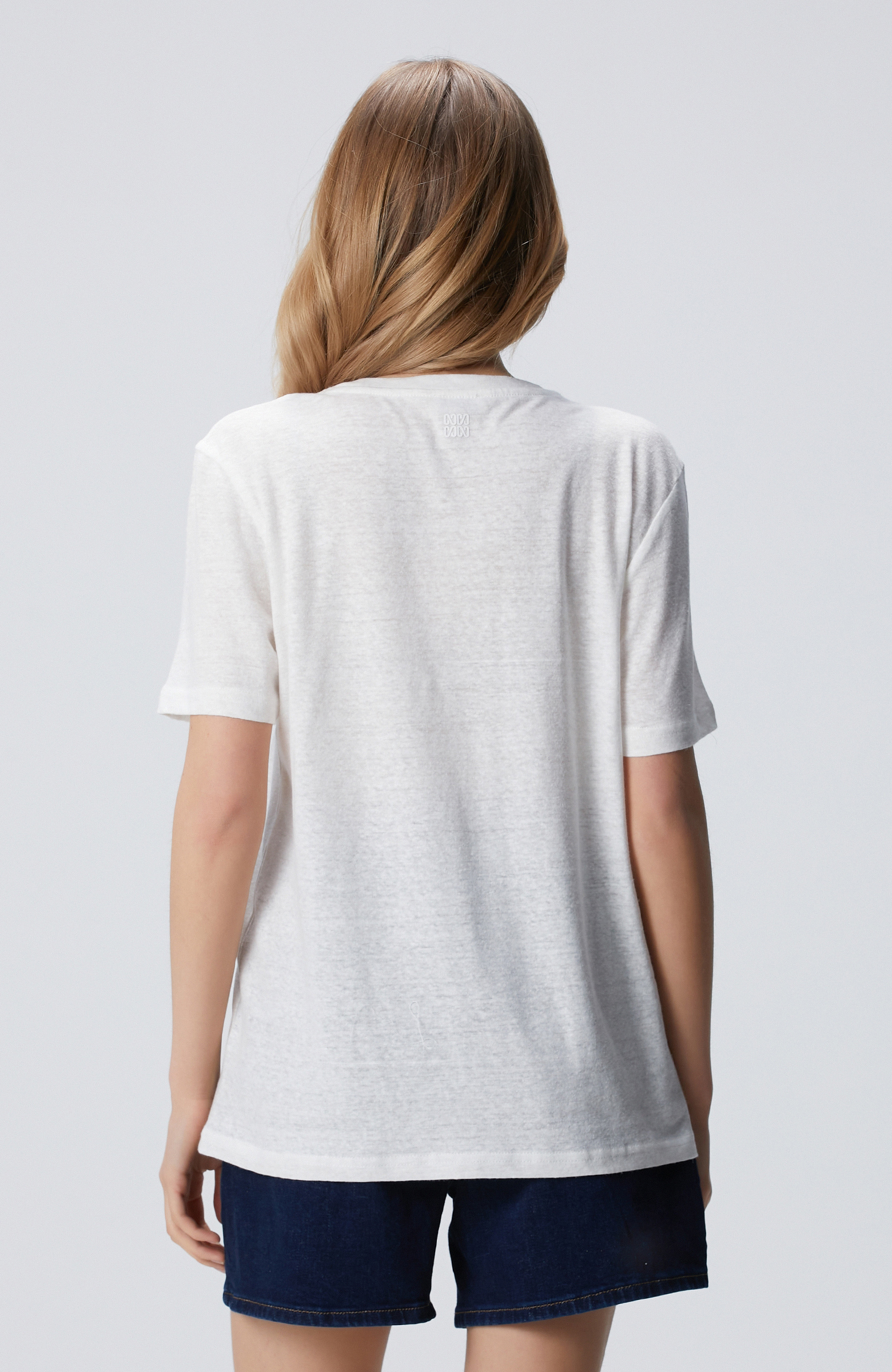 Kırık Beyaz Keten Mix T-shirt