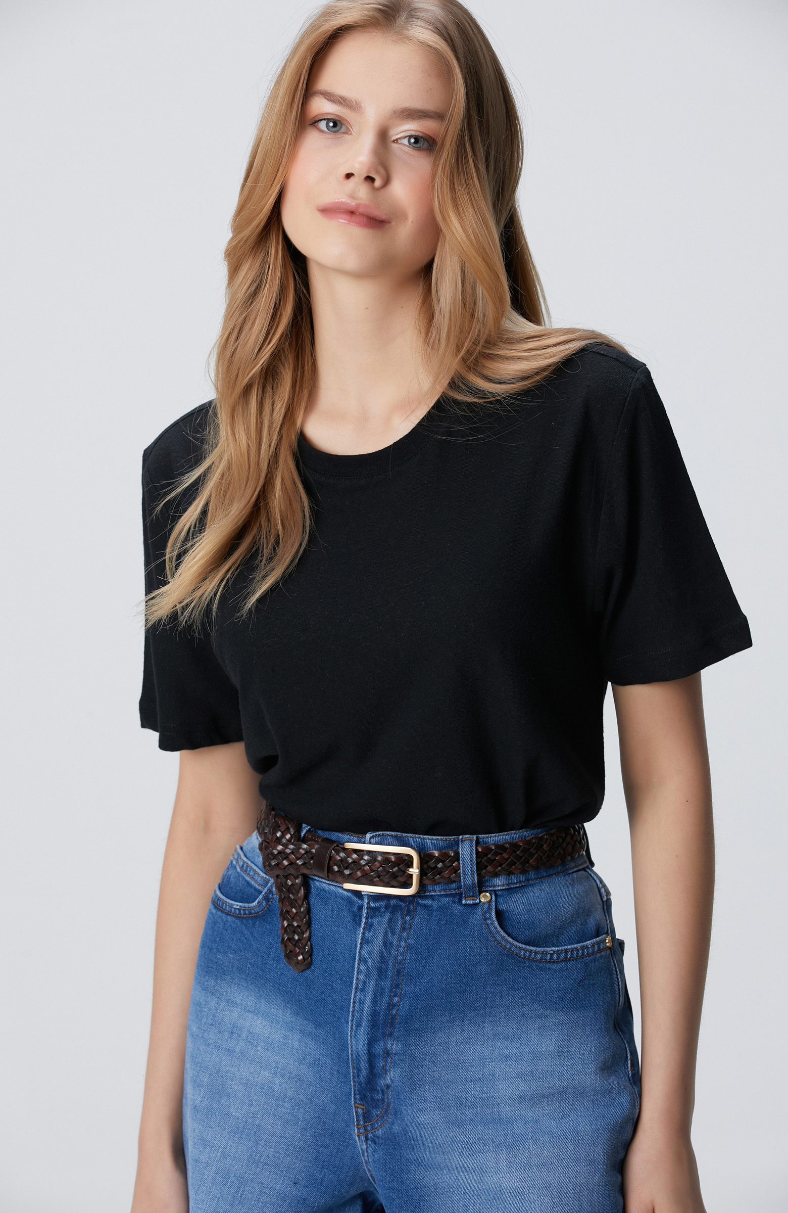 Siyah Keten Mix T-shirt