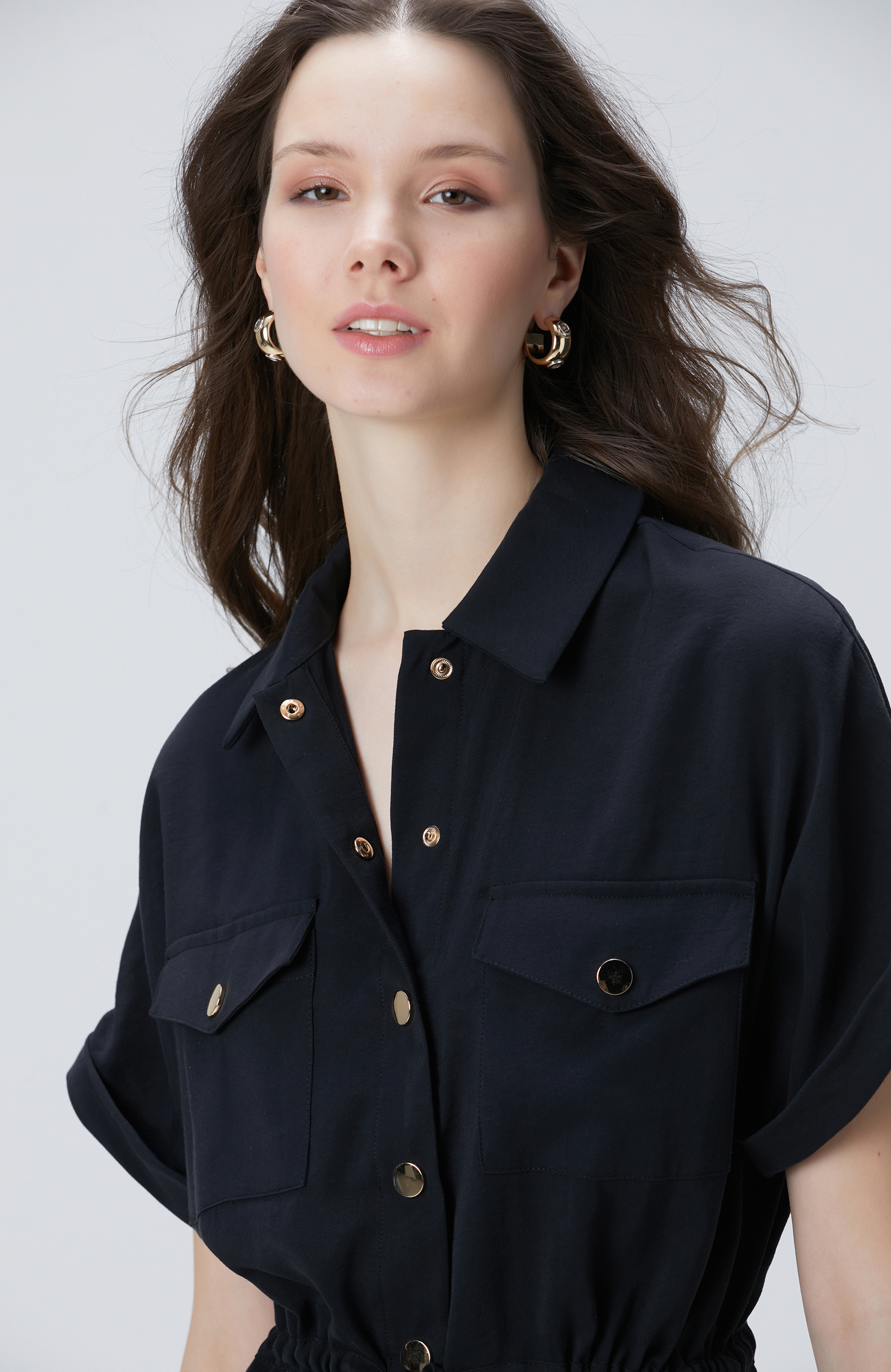 Siyah Safari Şort Tulum