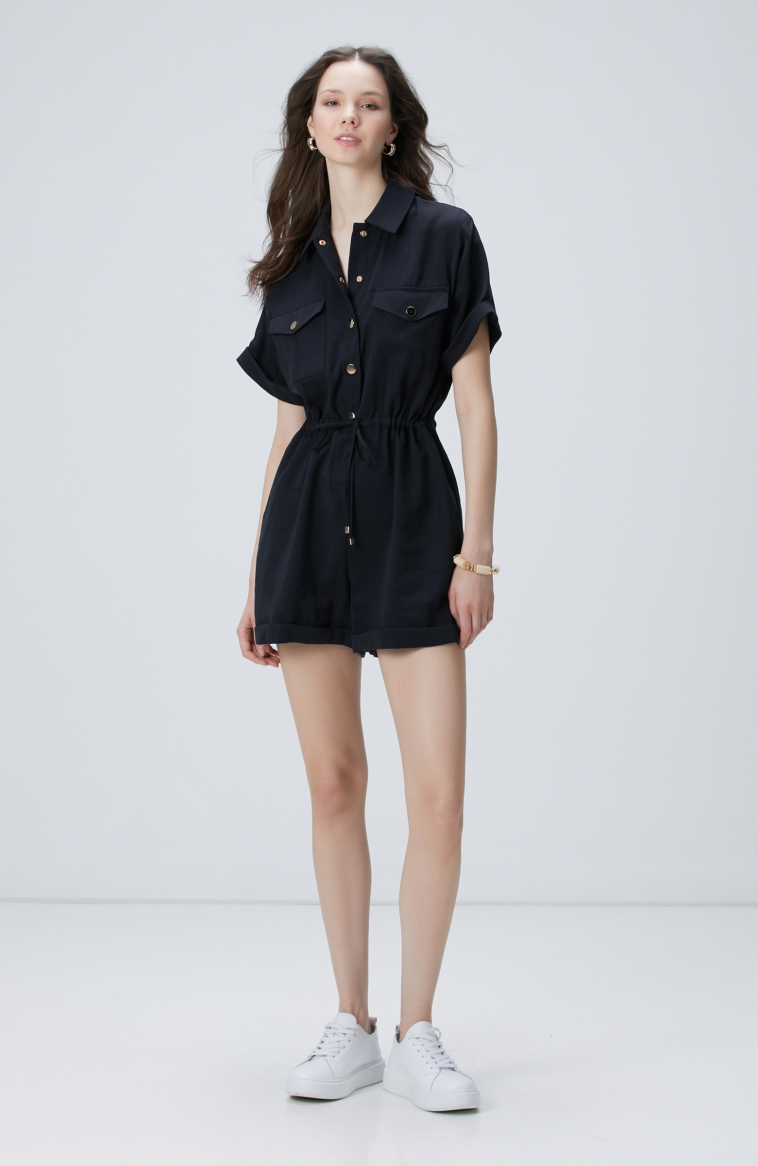 Siyah Safari Şort Tulum