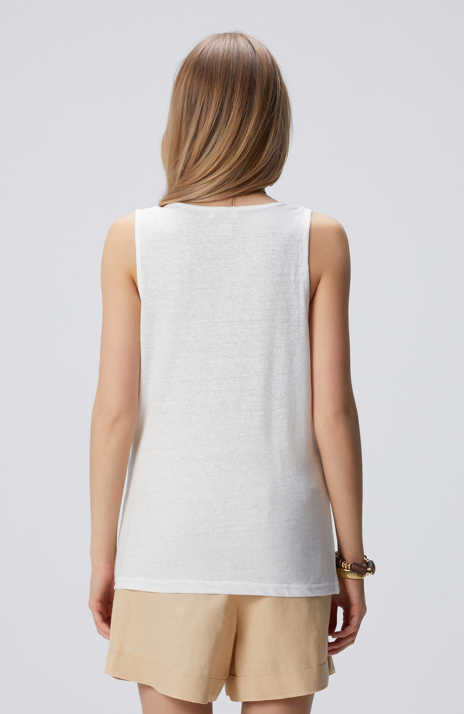 Kırık Beyaz Keten Mix T-shirt