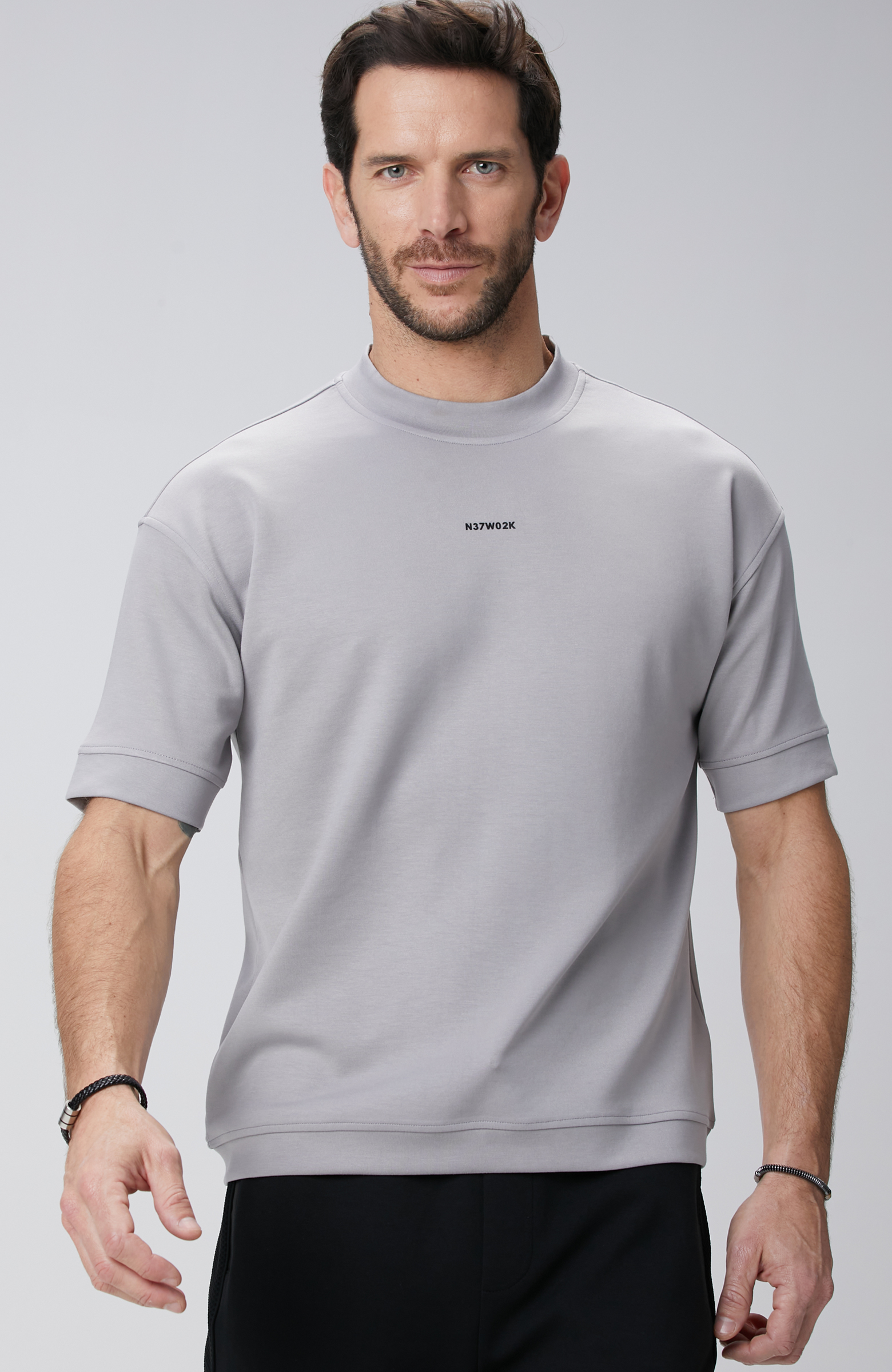 Açık Gri Baskılı Sweatshirt