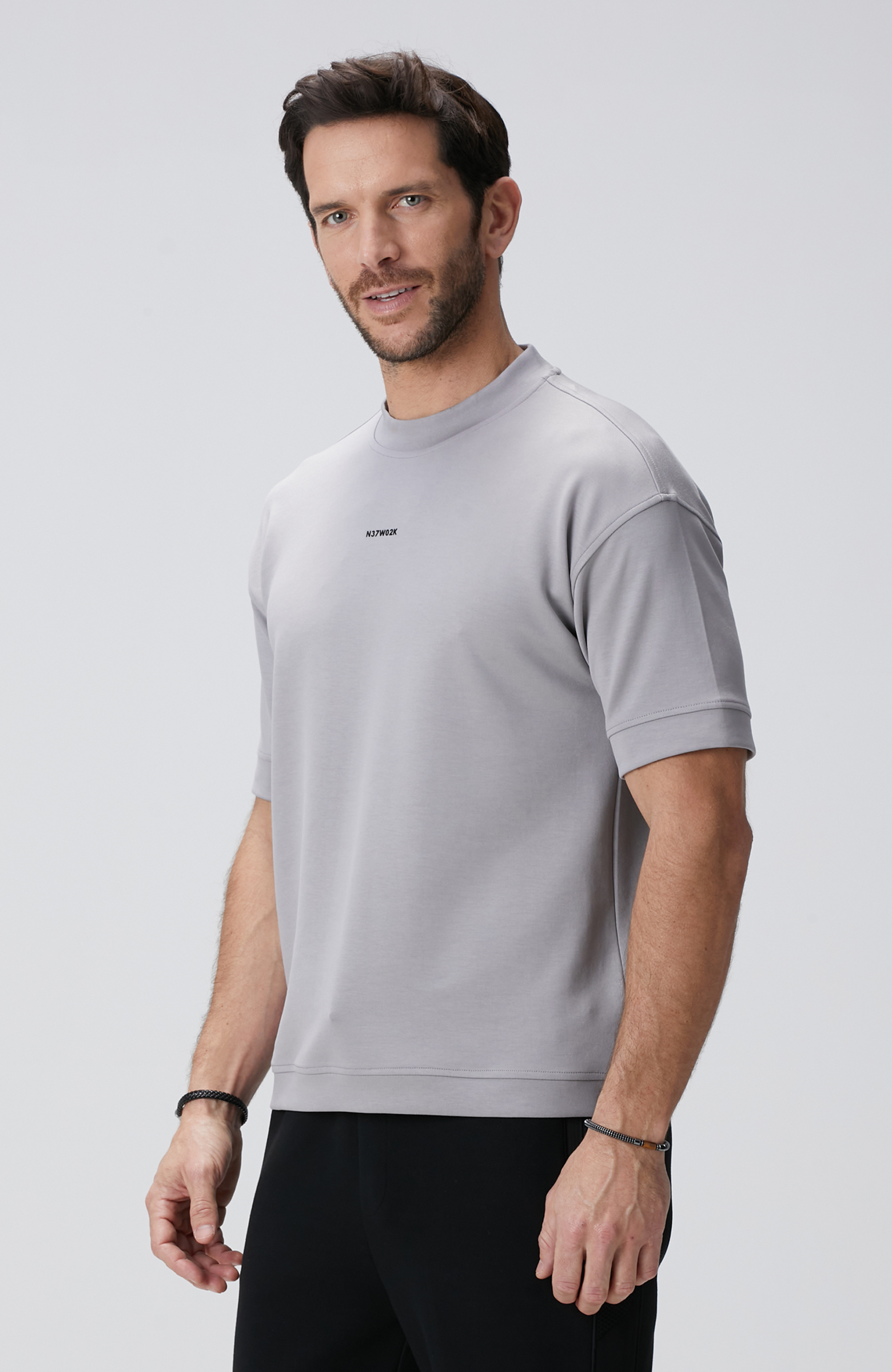 Açık Gri Baskılı Sweatshirt