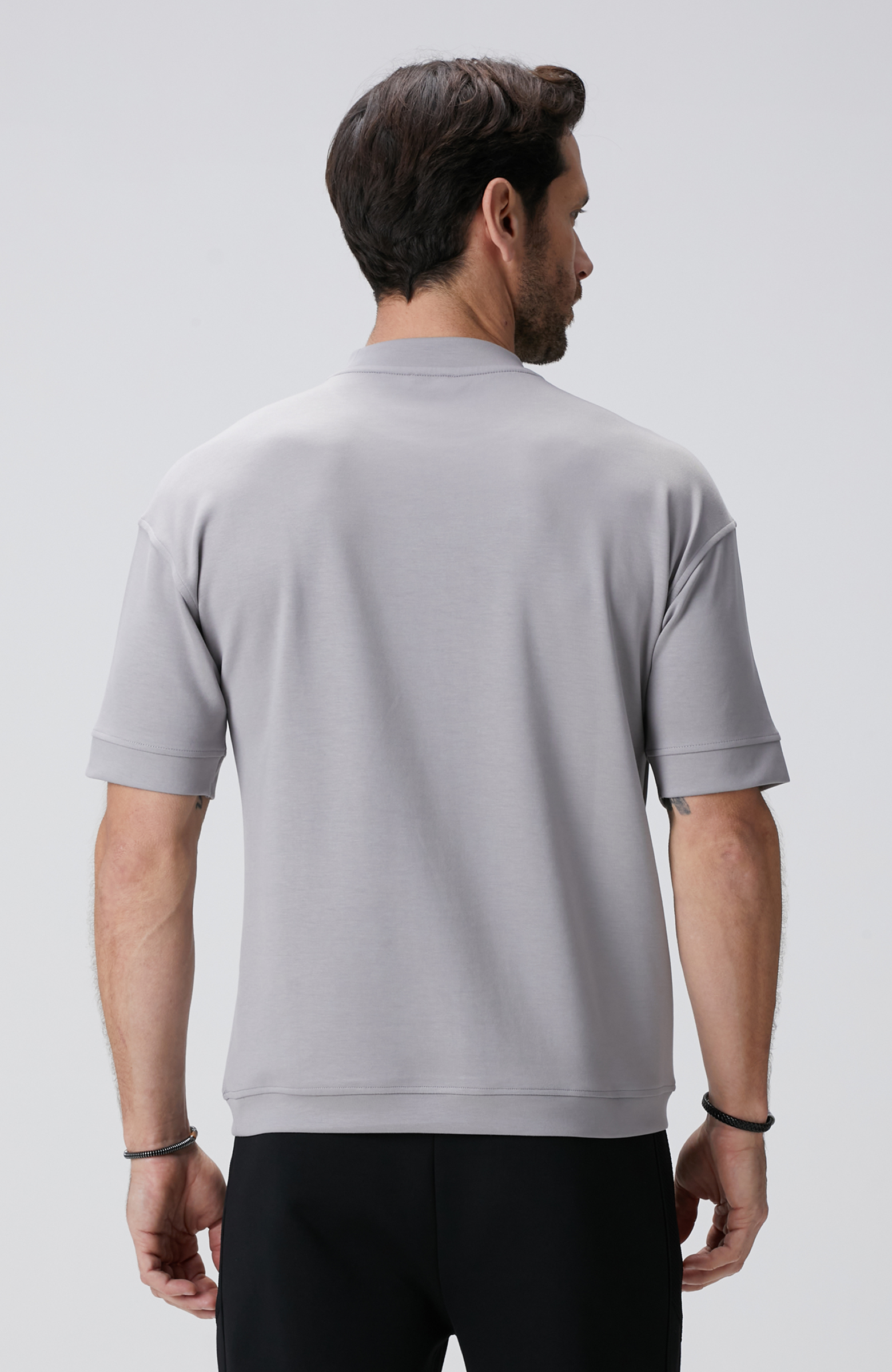 Açık Gri Baskılı Sweatshirt