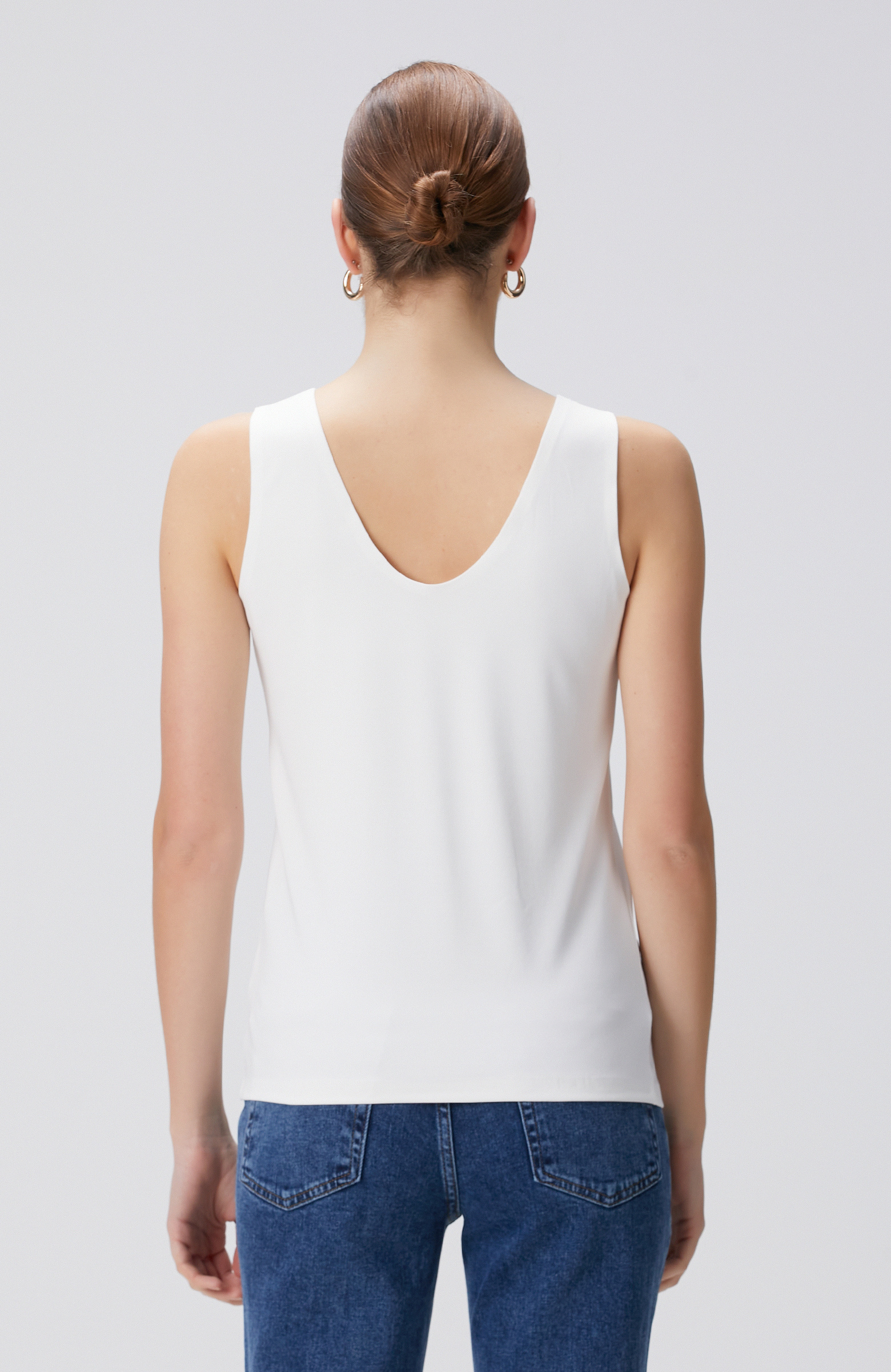 Kırık Beyaz Basic Örme Bluz