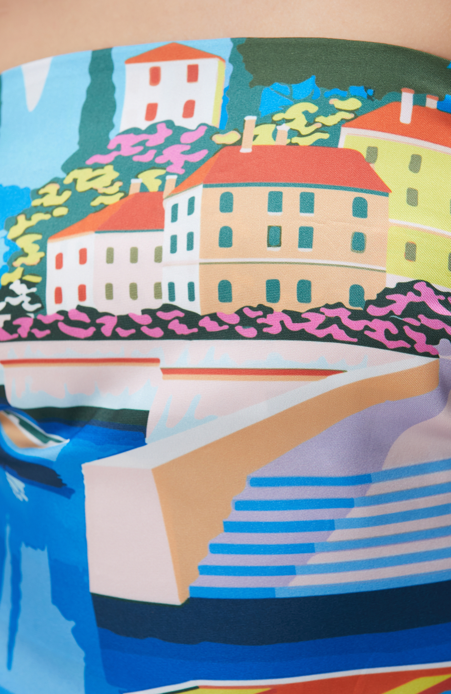 Mavi Desenli Plaj Bluz