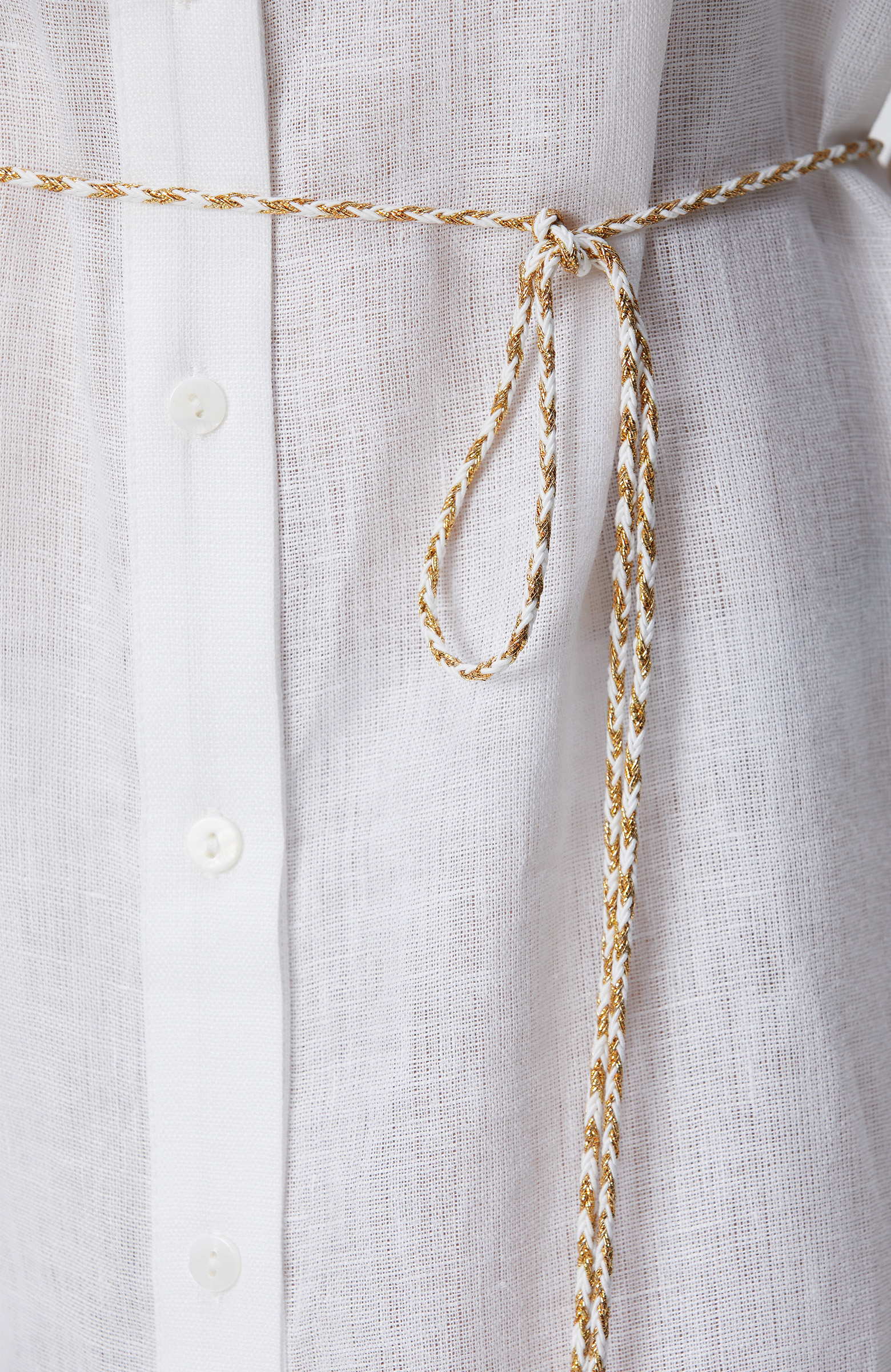 Beyaz Keten Plaj Elbisesi