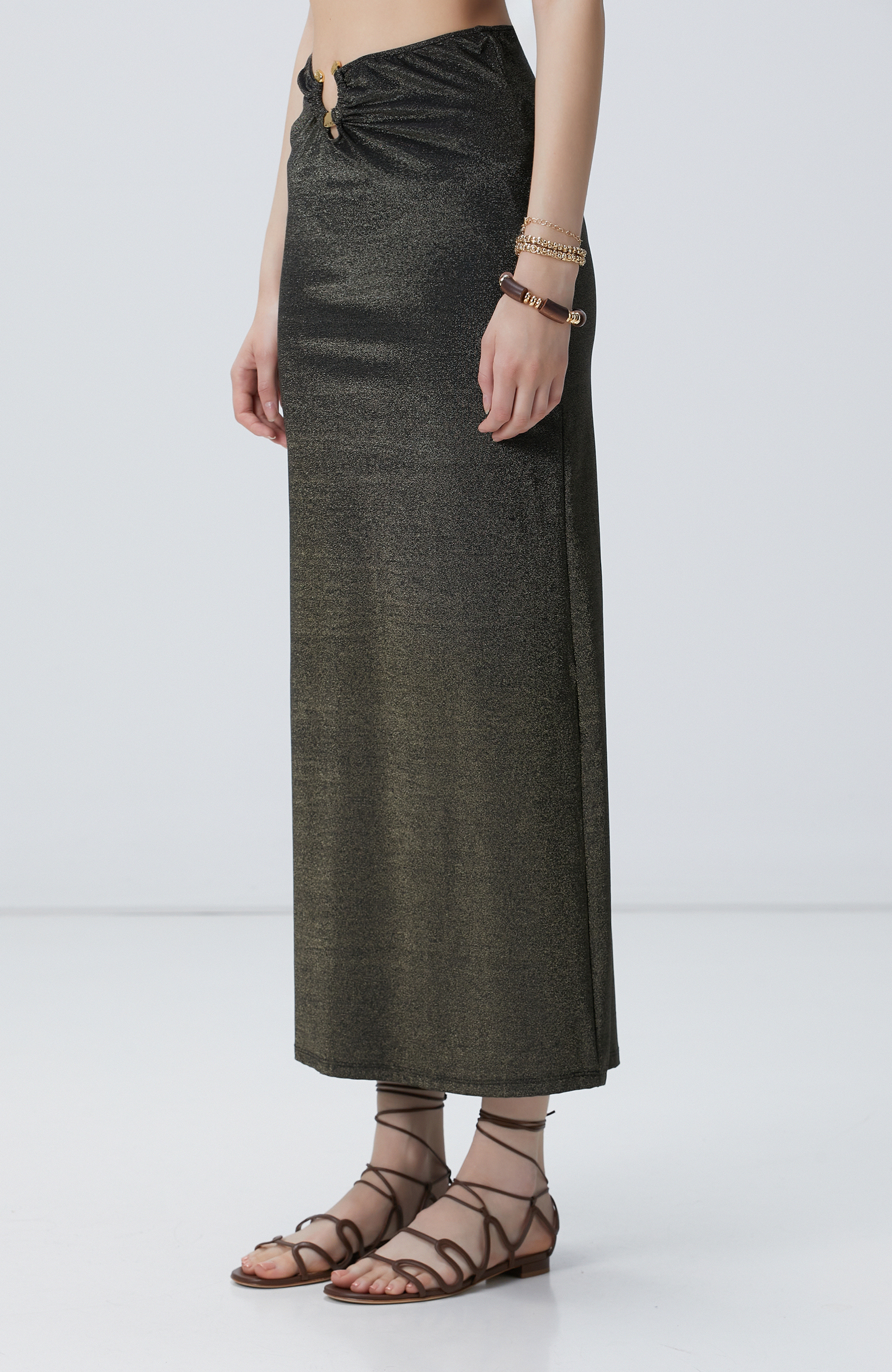 Siyah Gold Maxi Plaj Etek