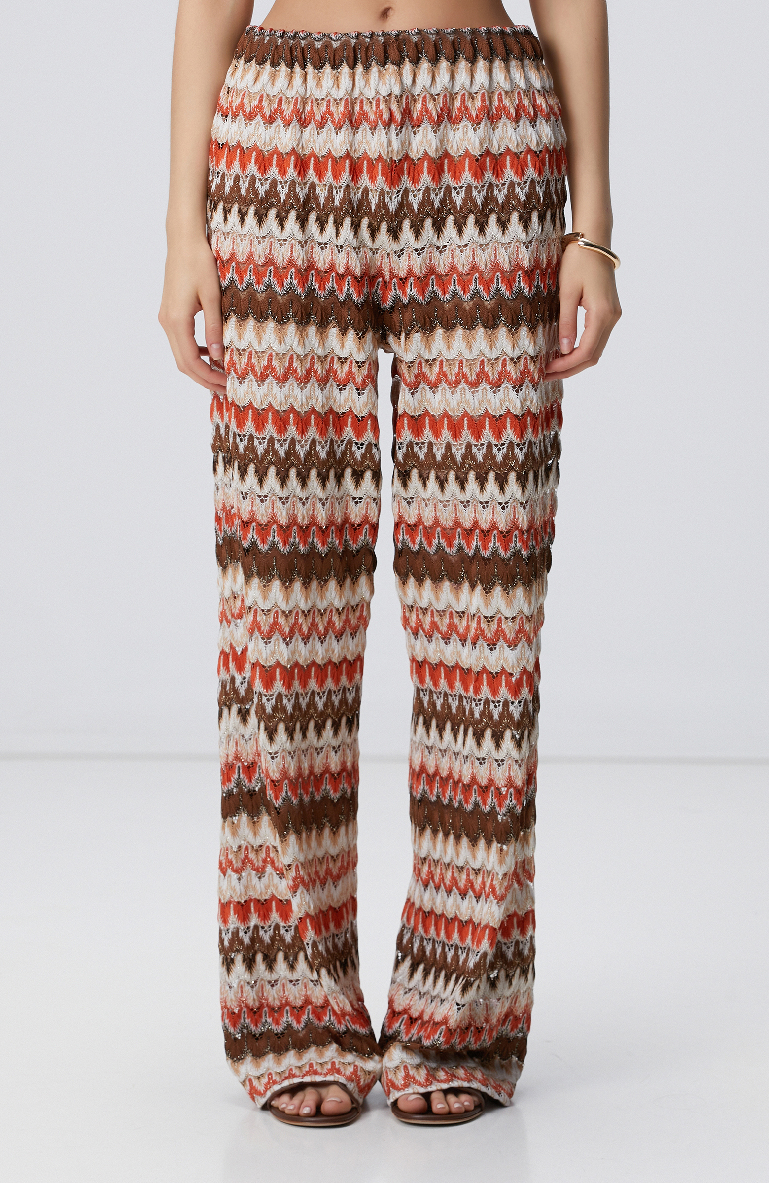 Kırık Beyaz Kahverengi Plaj Pantolonu