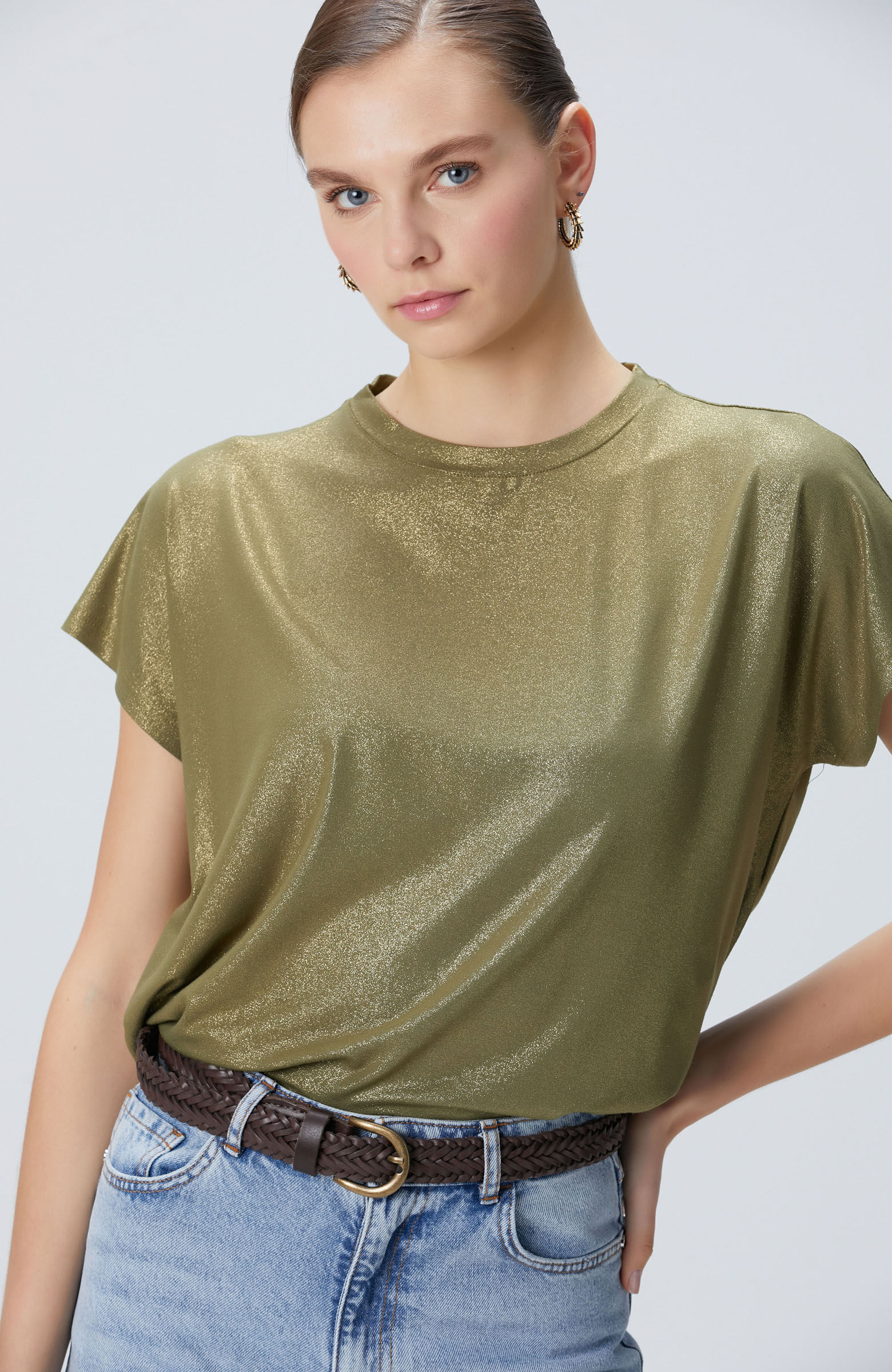 Haki Varaklı T-shirt