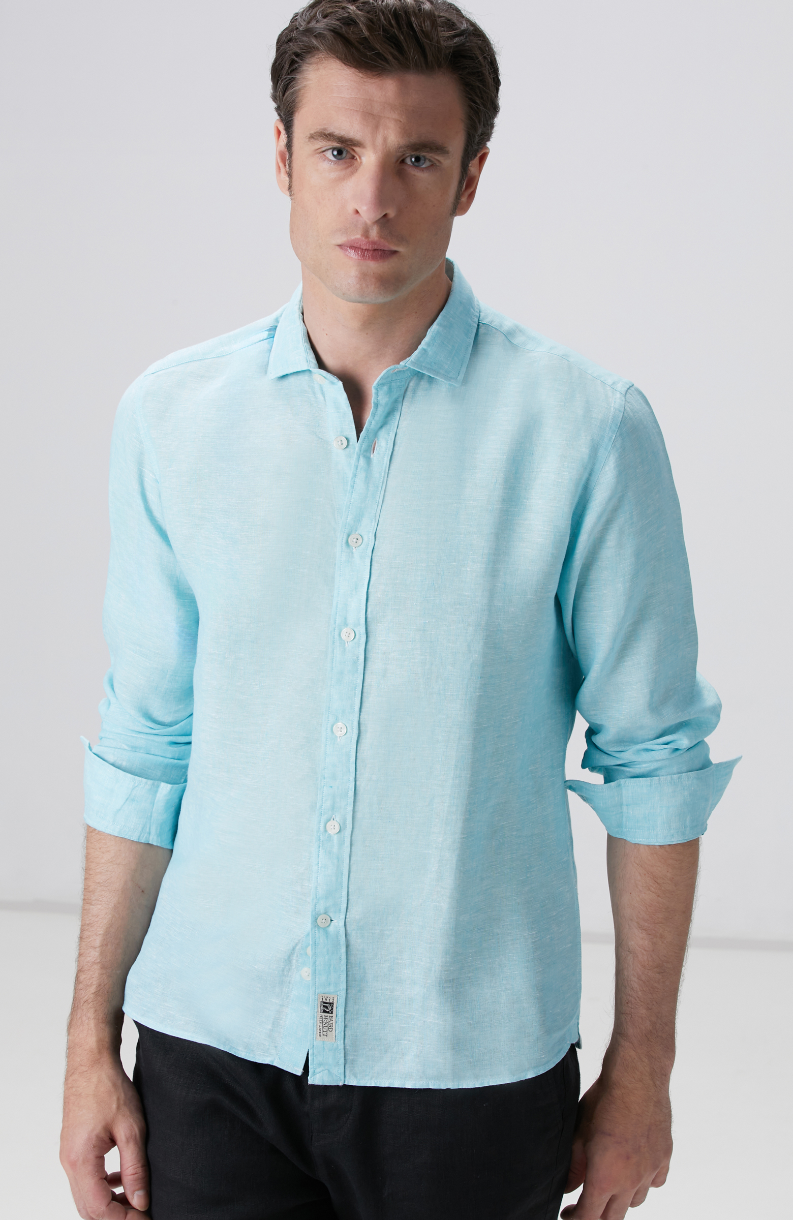 Su Yeşili Keten Gömlek