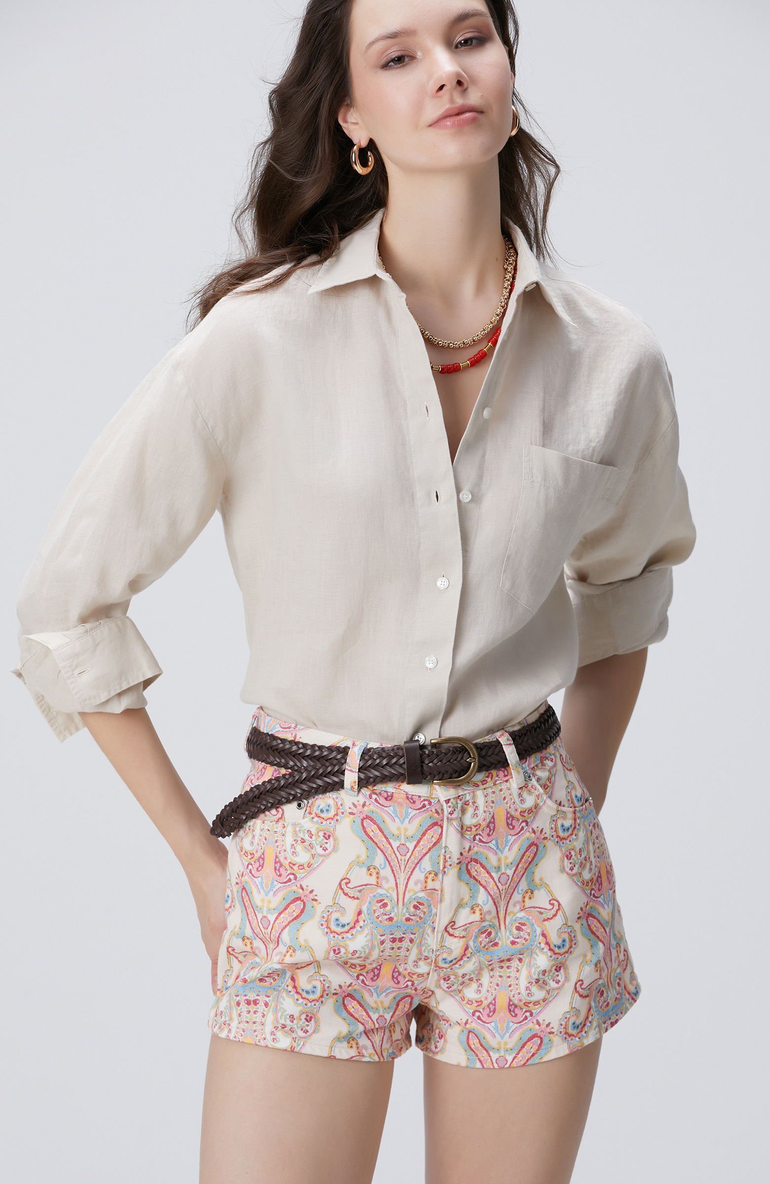 Kırık Beyaz Keten Gömlek