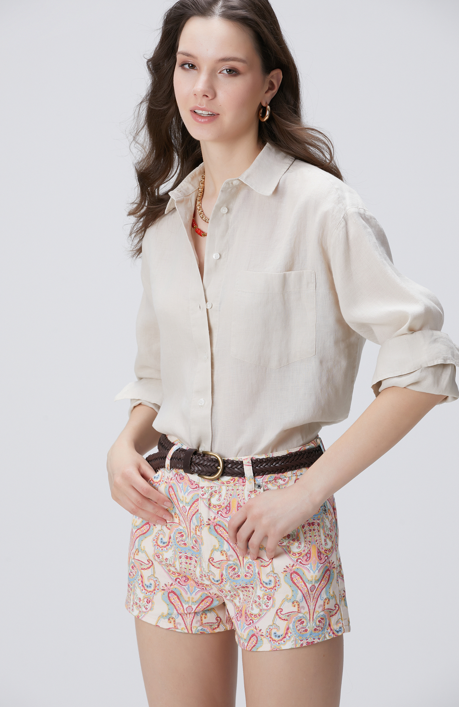 Kırık Beyaz Keten Gömlek