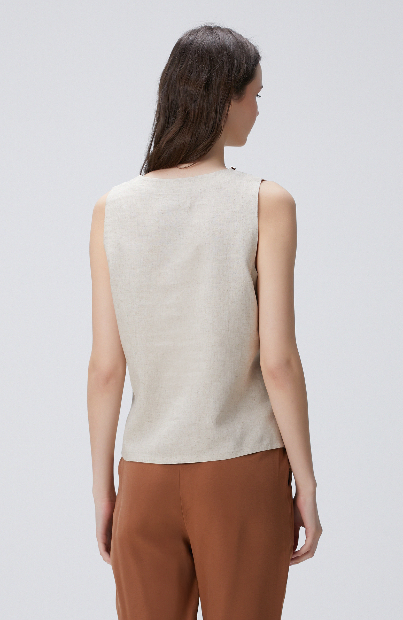 Naturel Keten Karışımlı Bluz