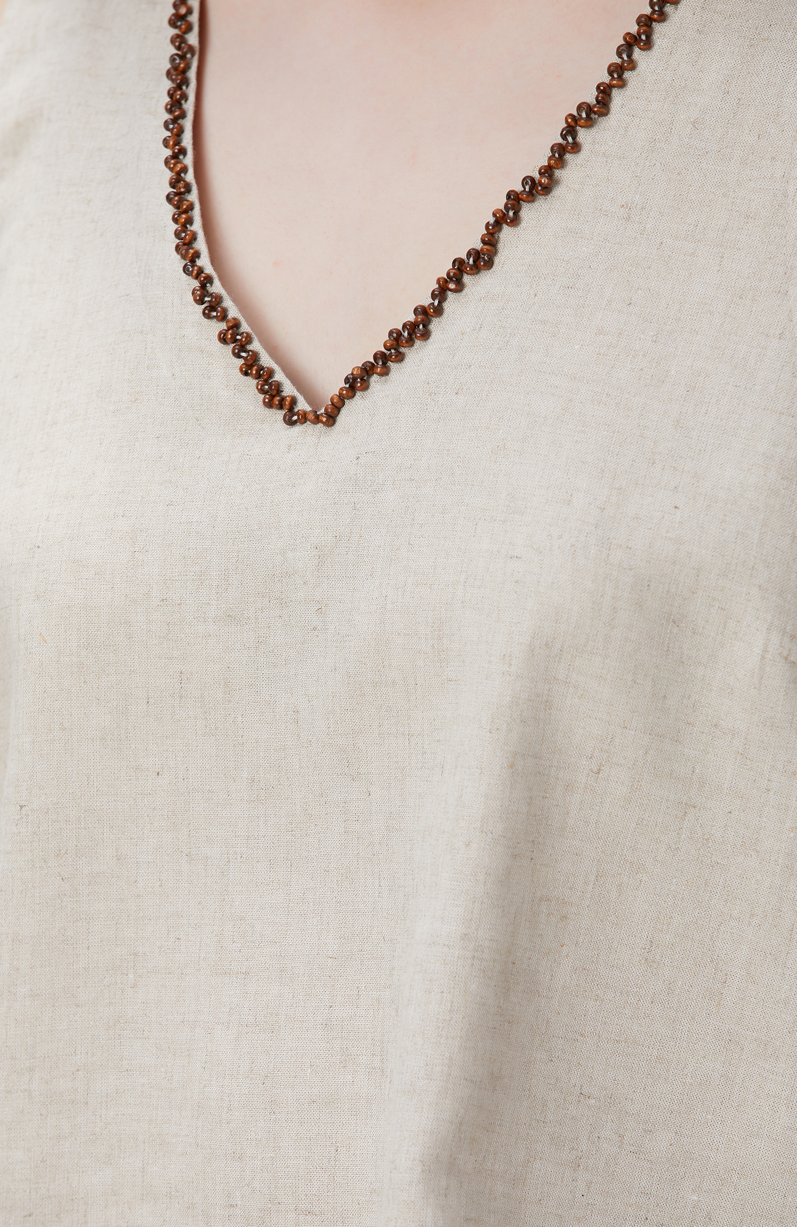 Naturel Keten Karışımlı Bluz