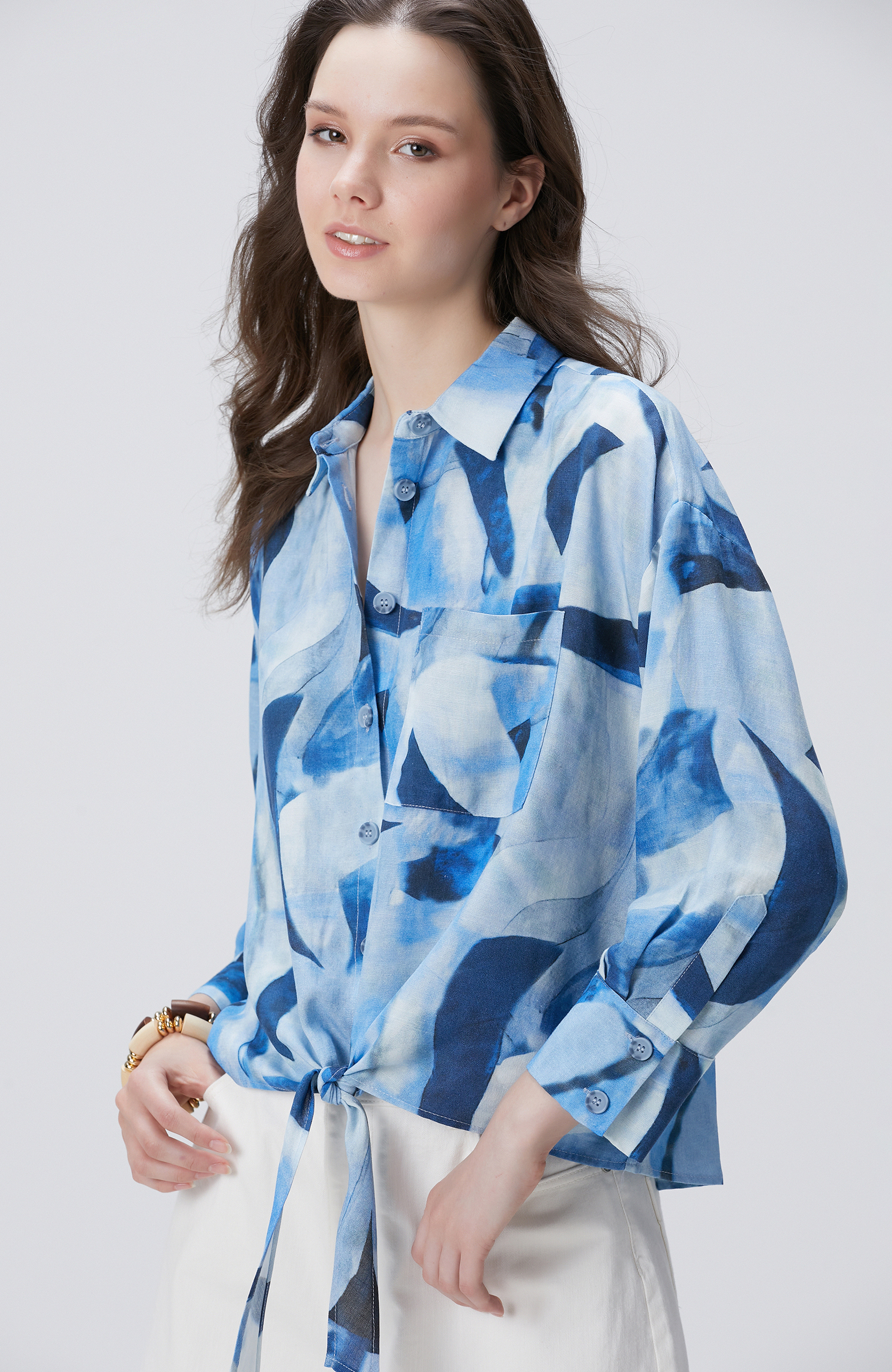 Lacivert Mavi Desenli Gömlek