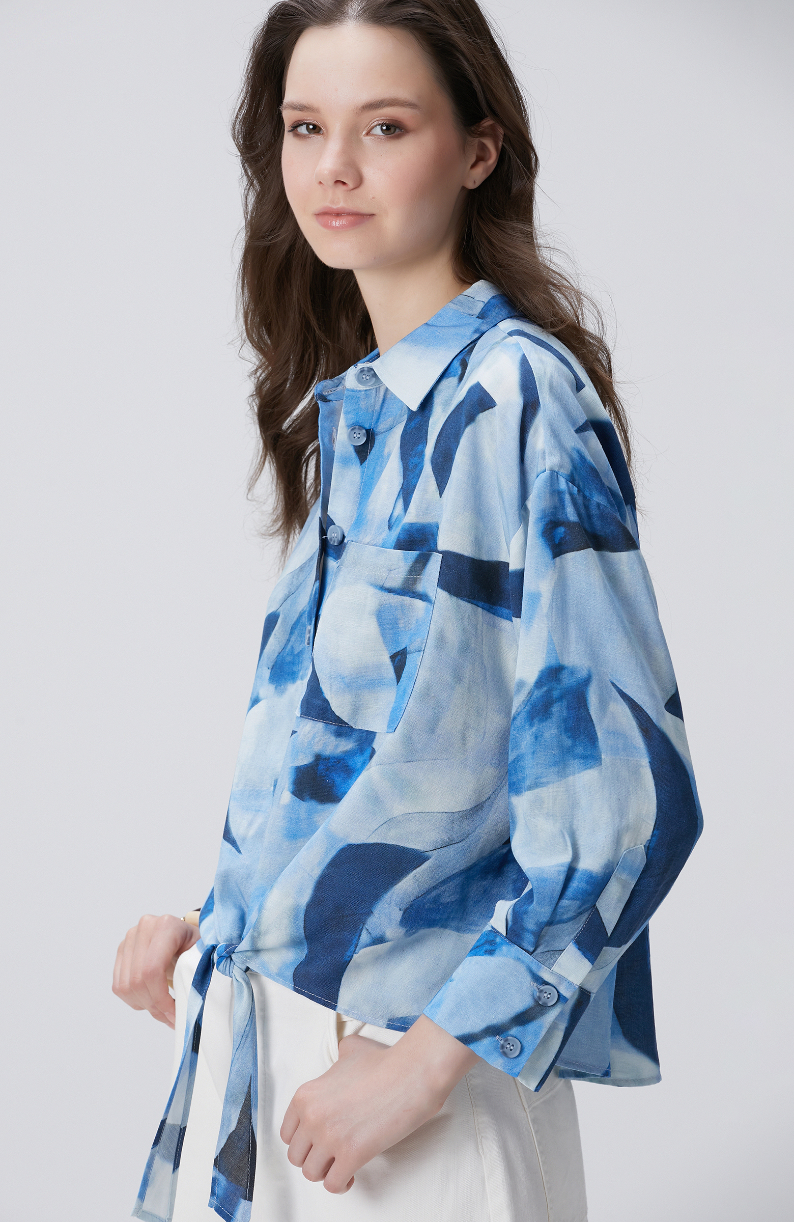 Lacivert Mavi Desenli Gömlek