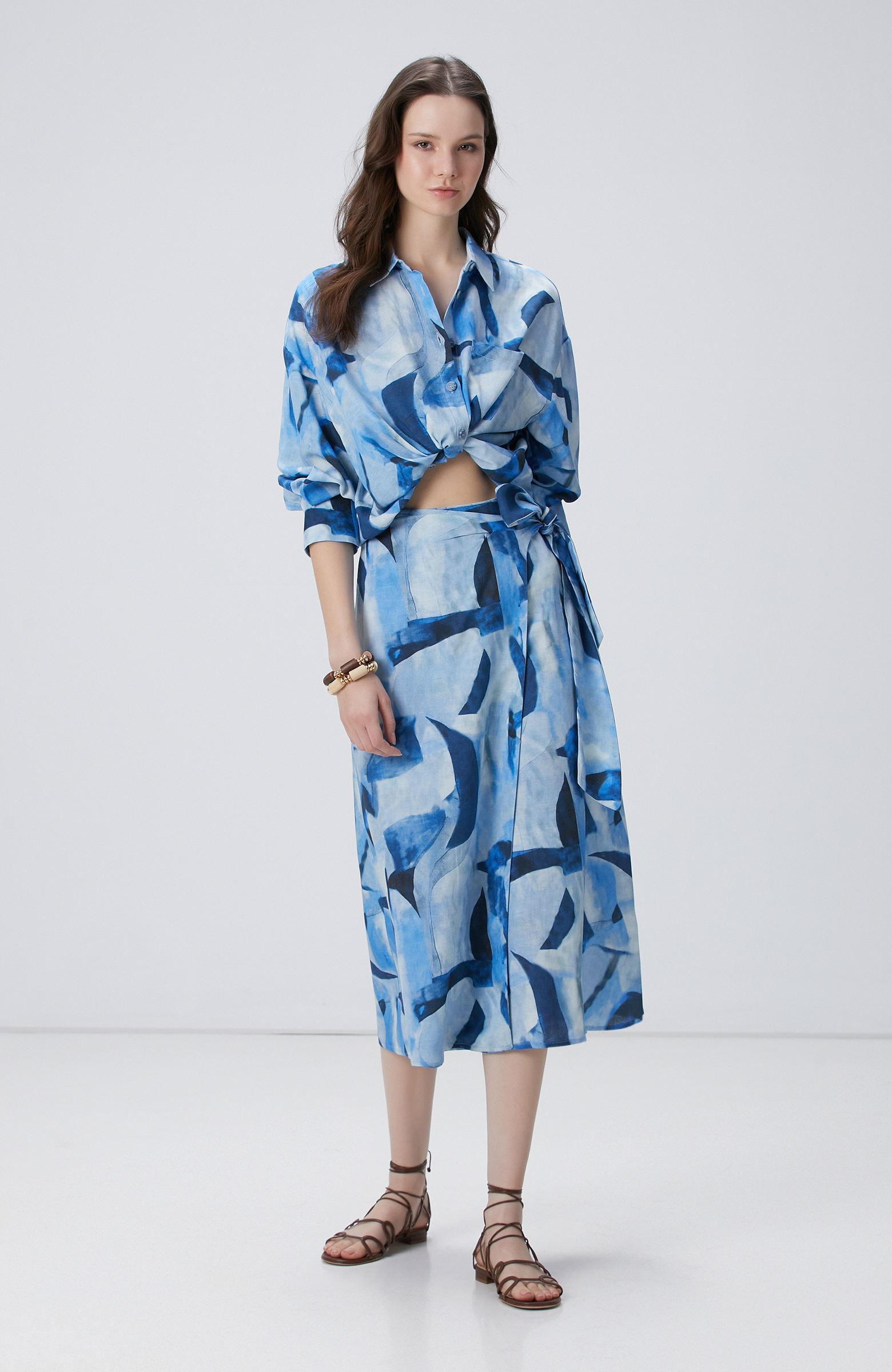 Lacivert Mavi Desenli Gömlek