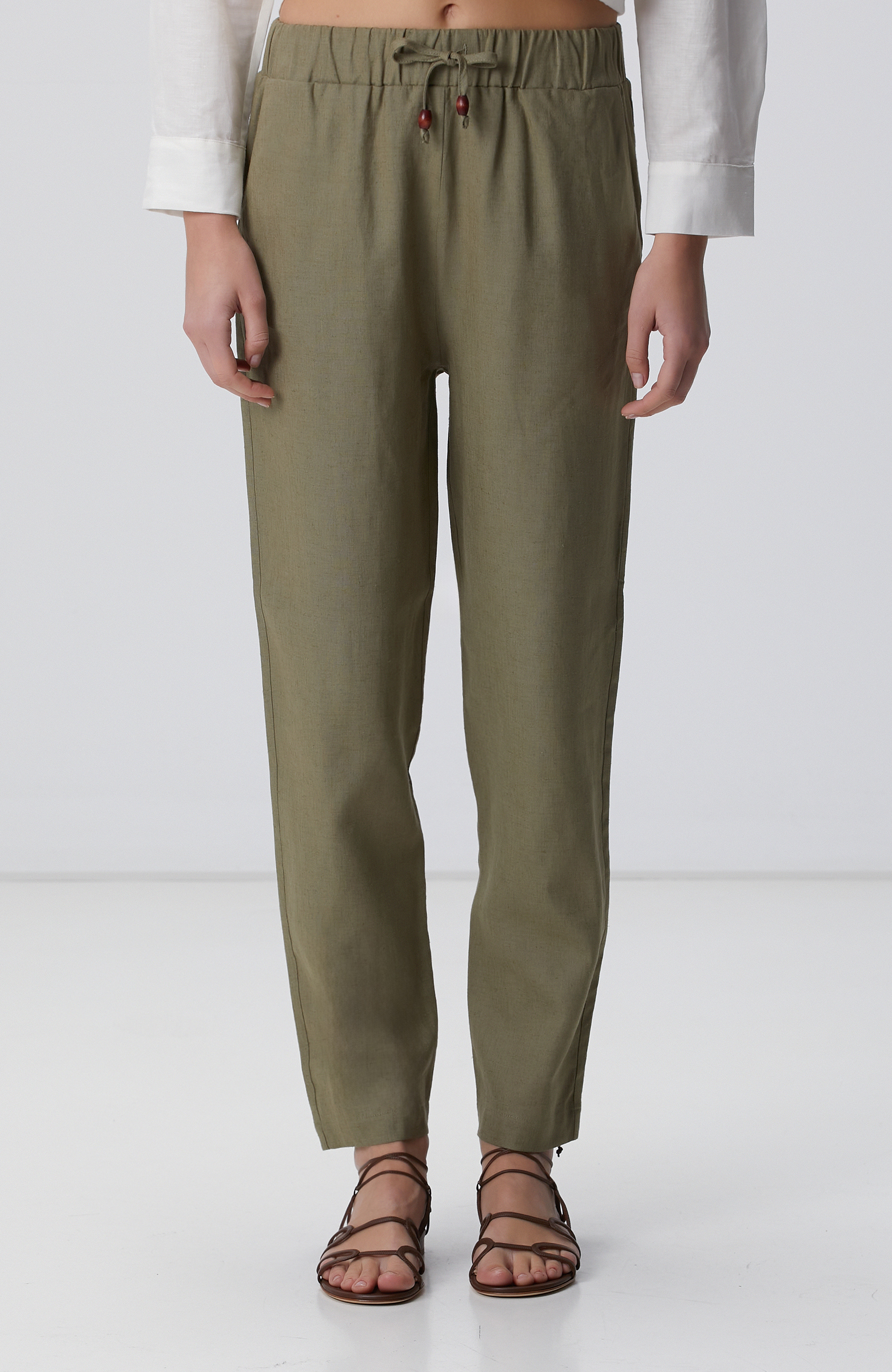 Haki Keten Mix Jogger Pantolon