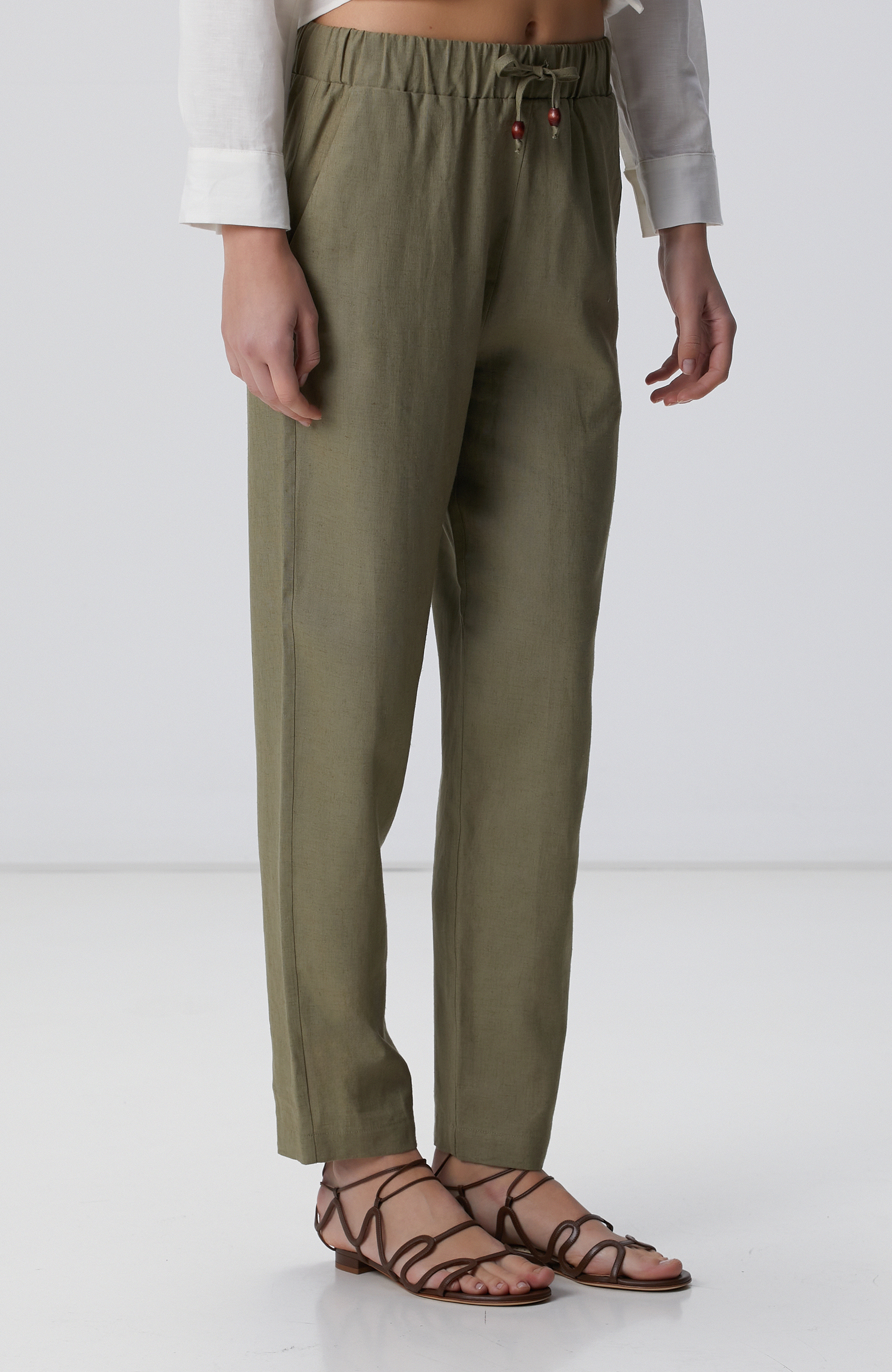 Haki Keten Mix Jogger Pantolon