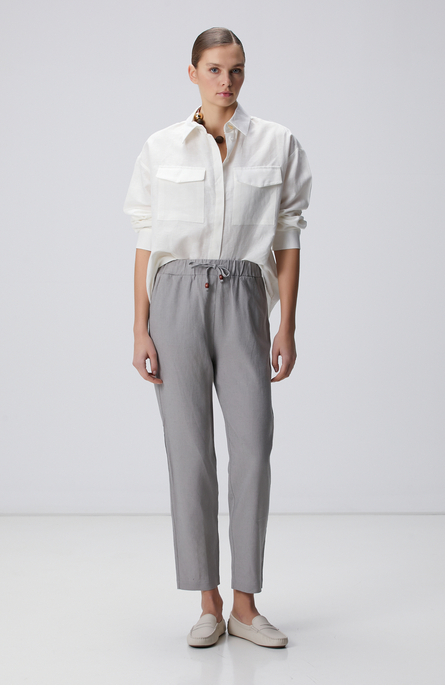 Gri Keten Mix Jogger Pantolon