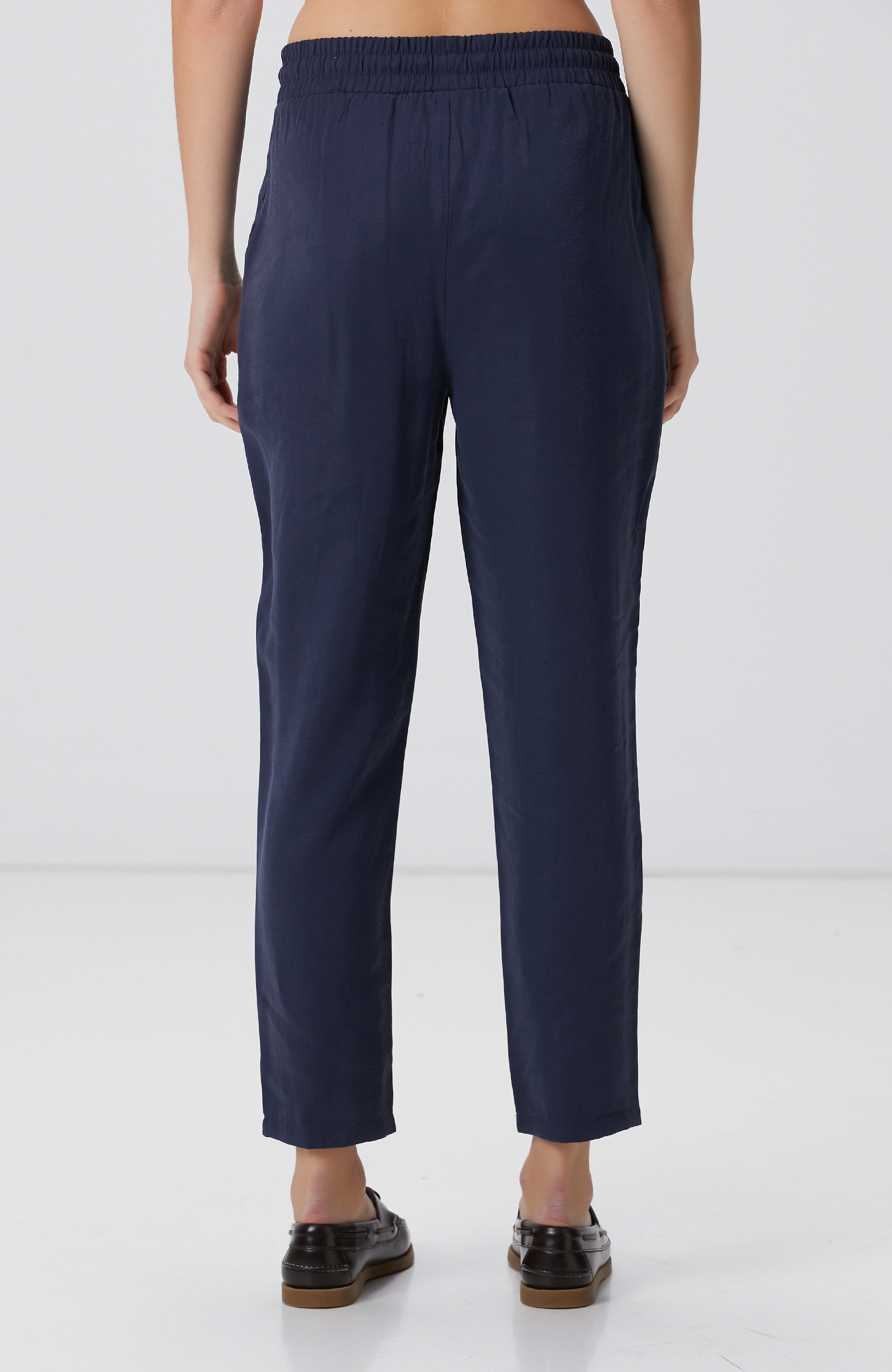 Lacivert Diyagonal Desenli Pantolon