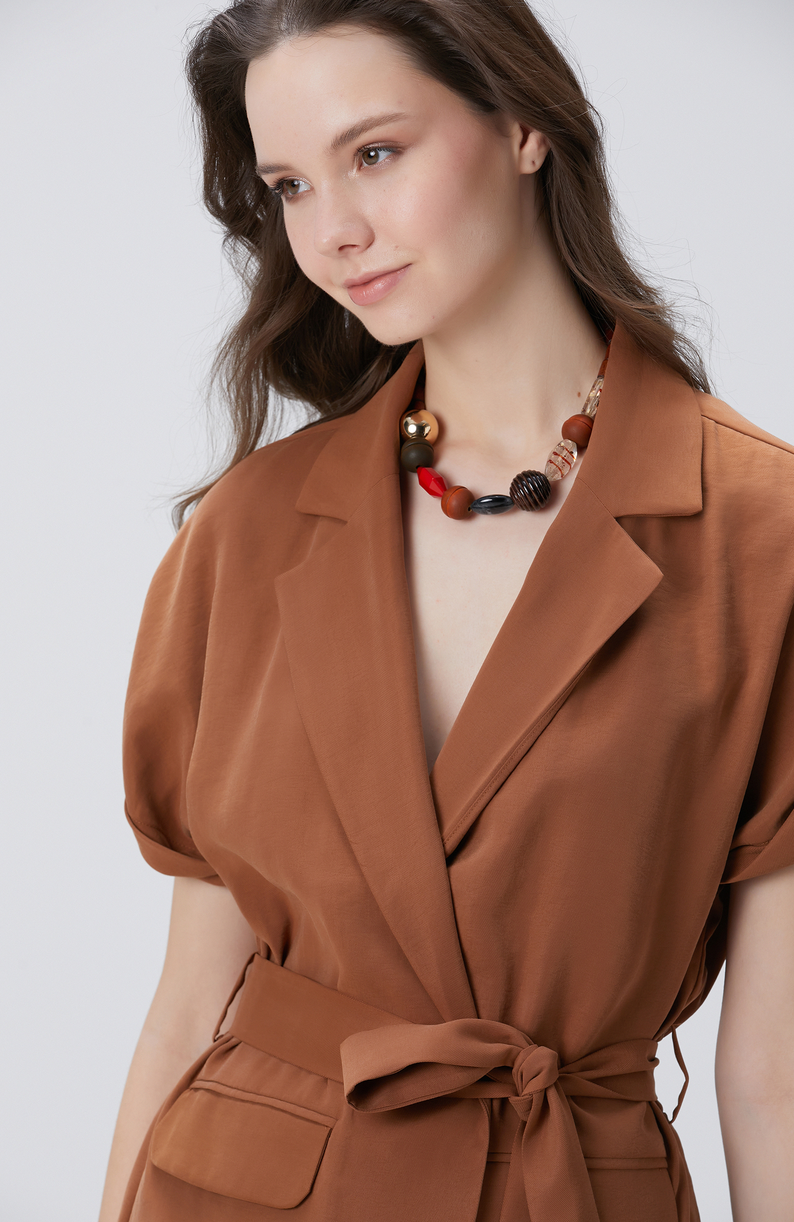 Kahverengi Beli Kuşaklı Ceket