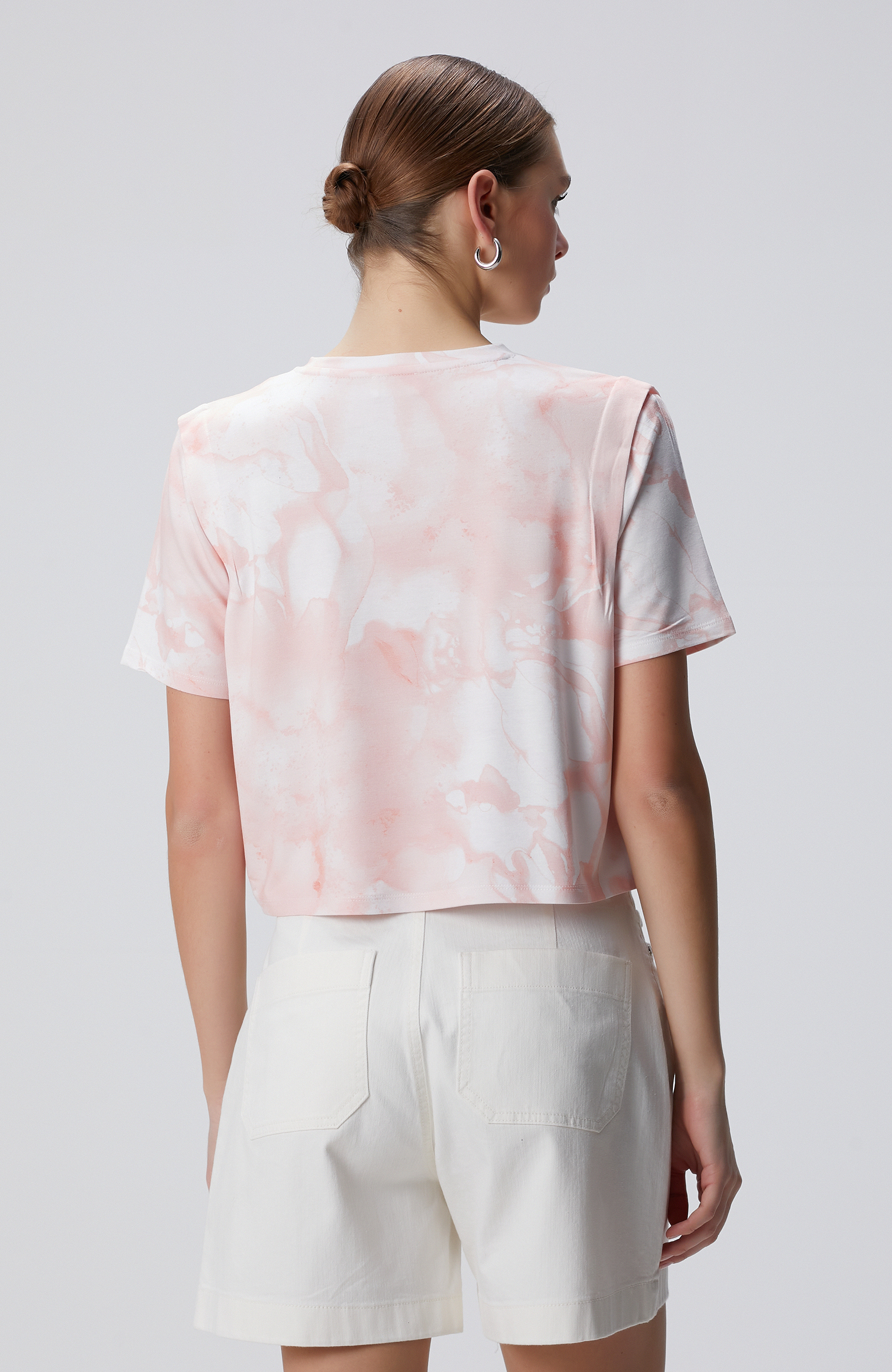 N-Tech Pembe Batik Desenli T-shirt