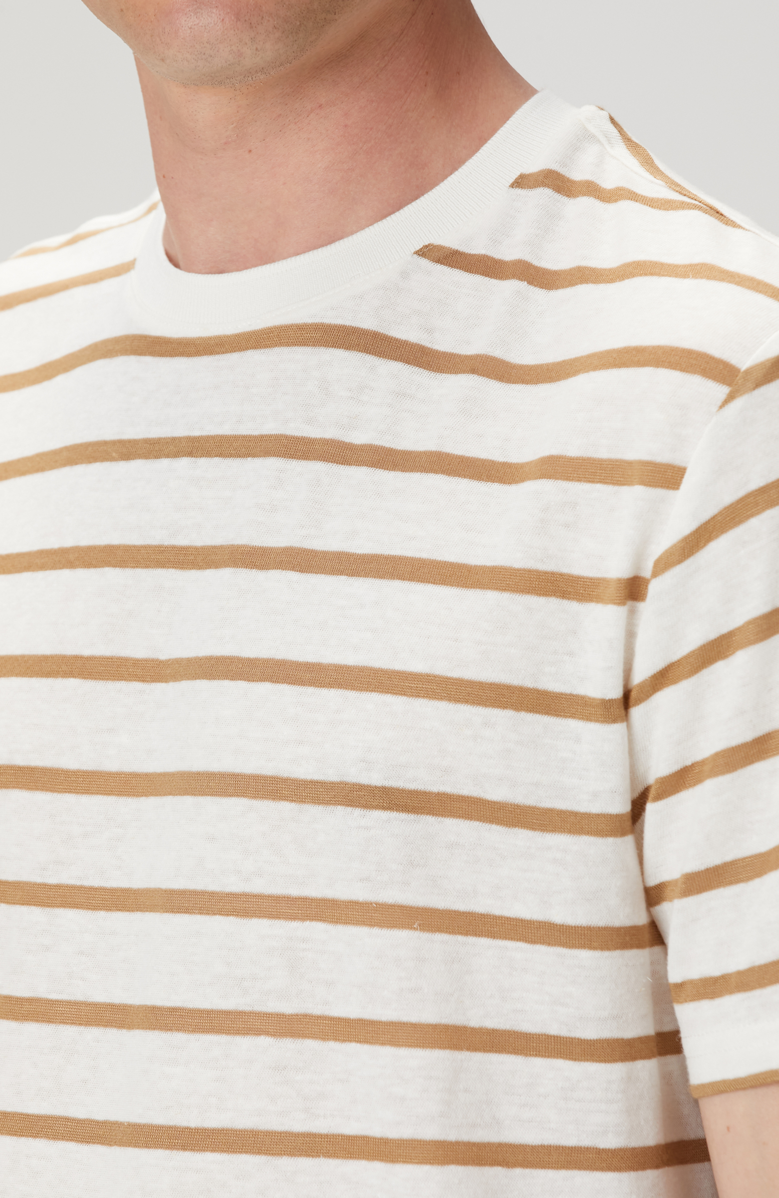 Kırık Beyaz Keten Karışımlı T-shirt