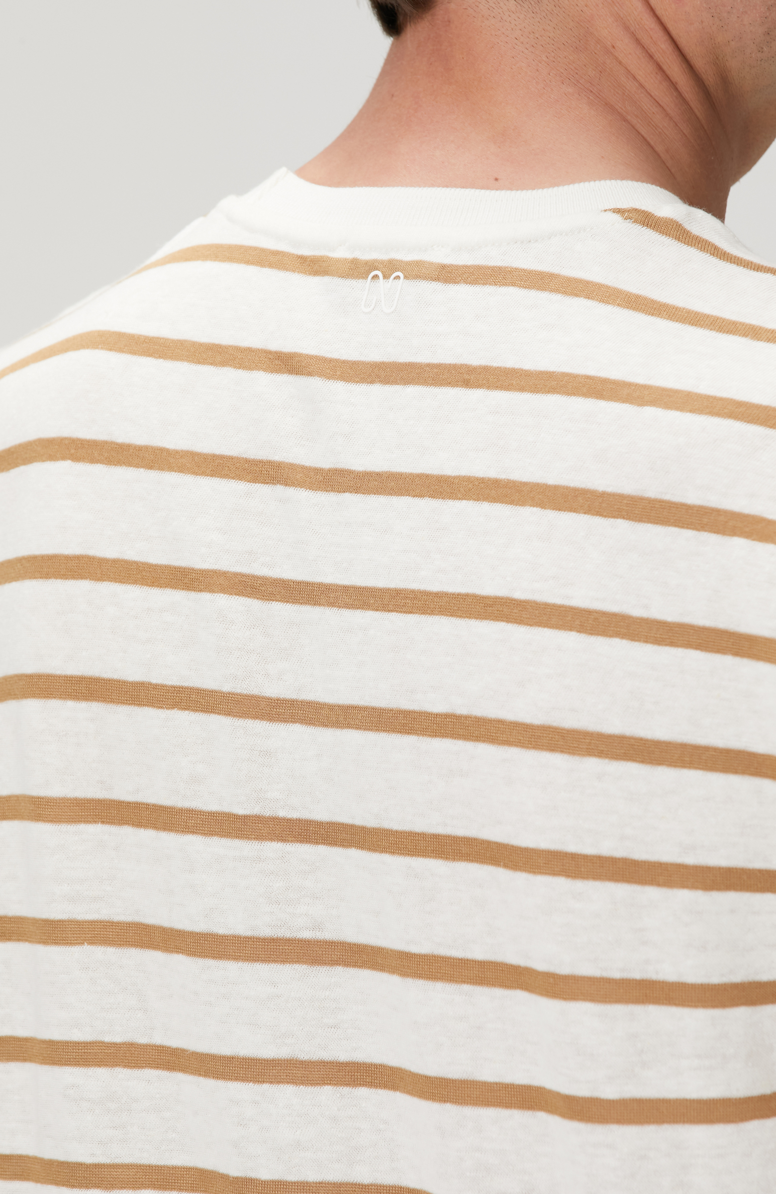 Kırık Beyaz Keten Karışımlı T-shirt