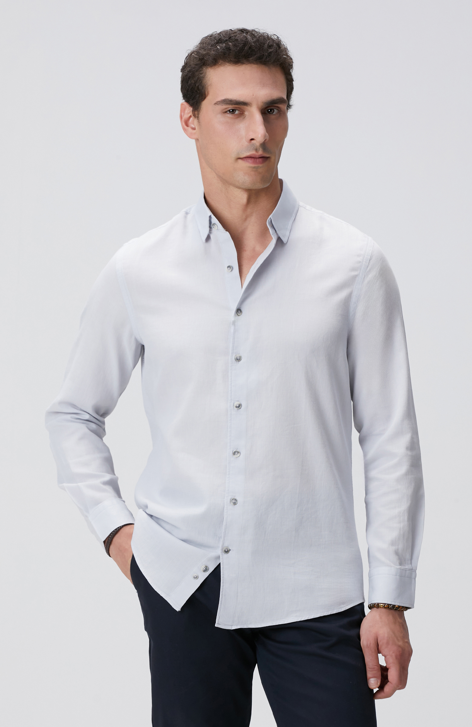 Gri Mikro Desenli Gömlek