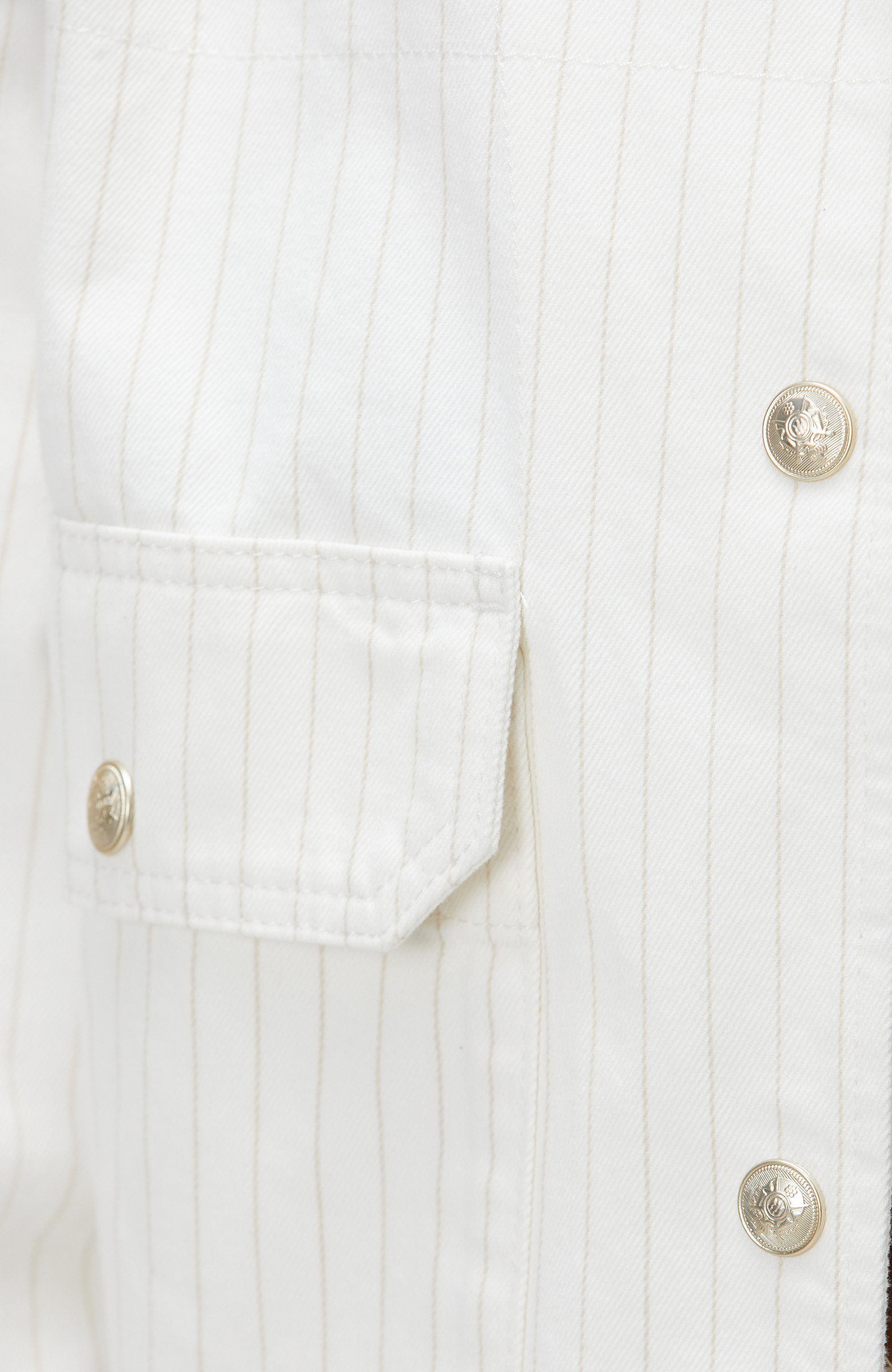 Kırık Beyaz Çizgili Denim Mont