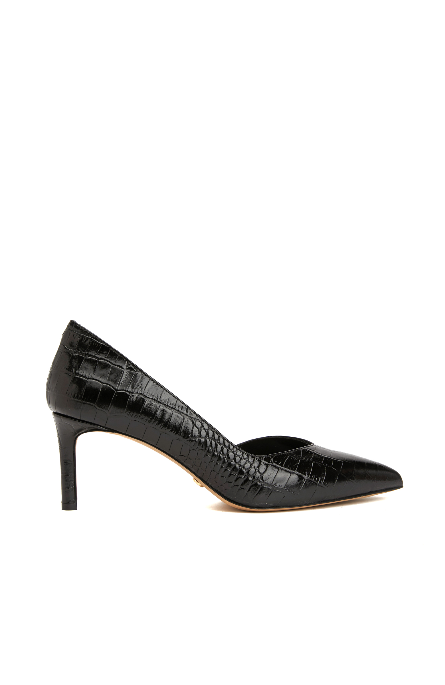 Siyah Kroko Kadın Deri Stiletto -1