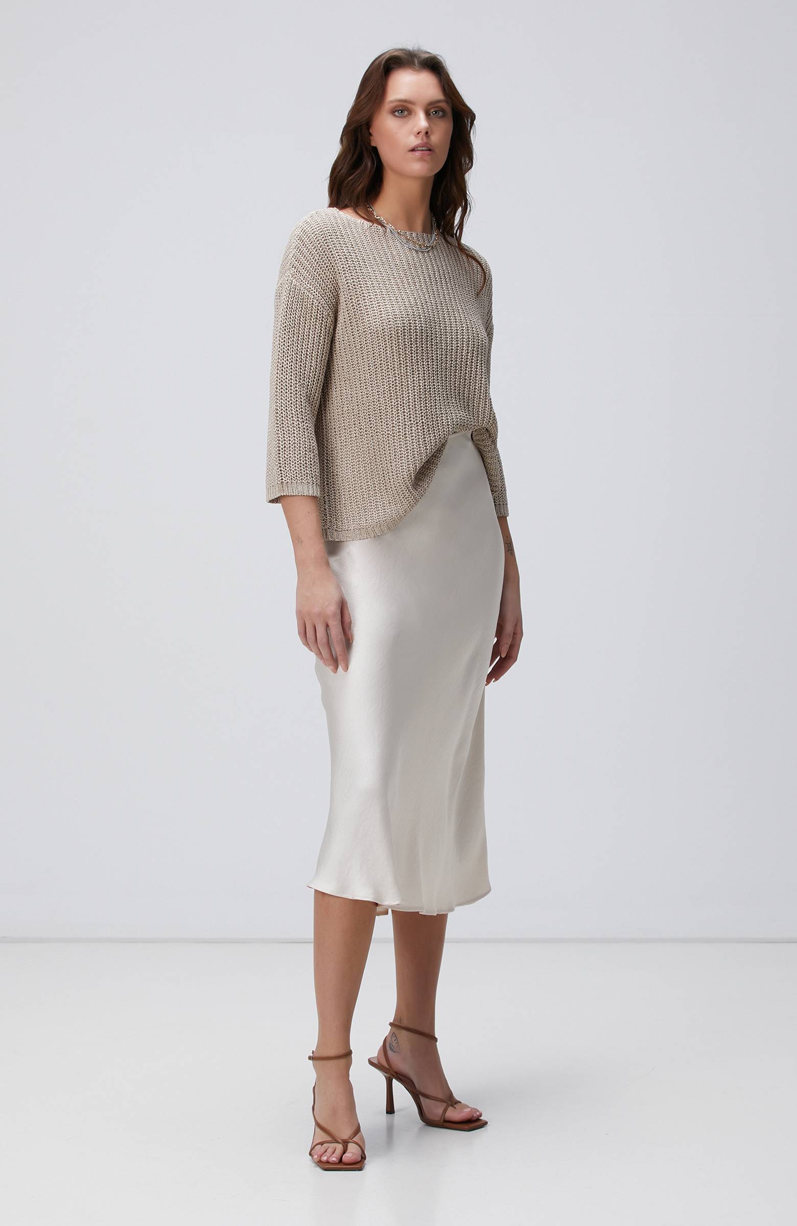 Açık Bej Maksi Etek