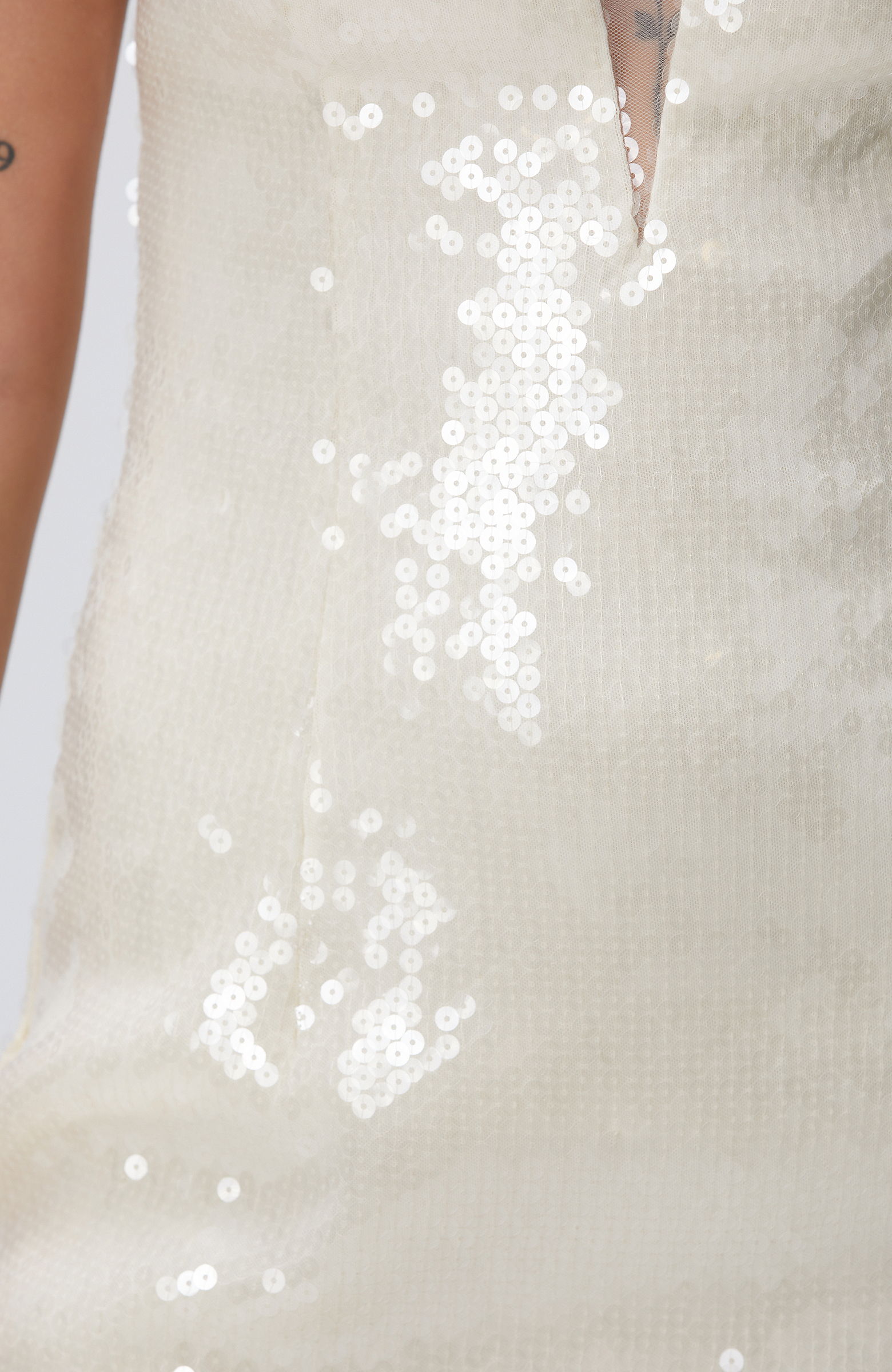 Kırık Beyaz Mini Abiye Elbise