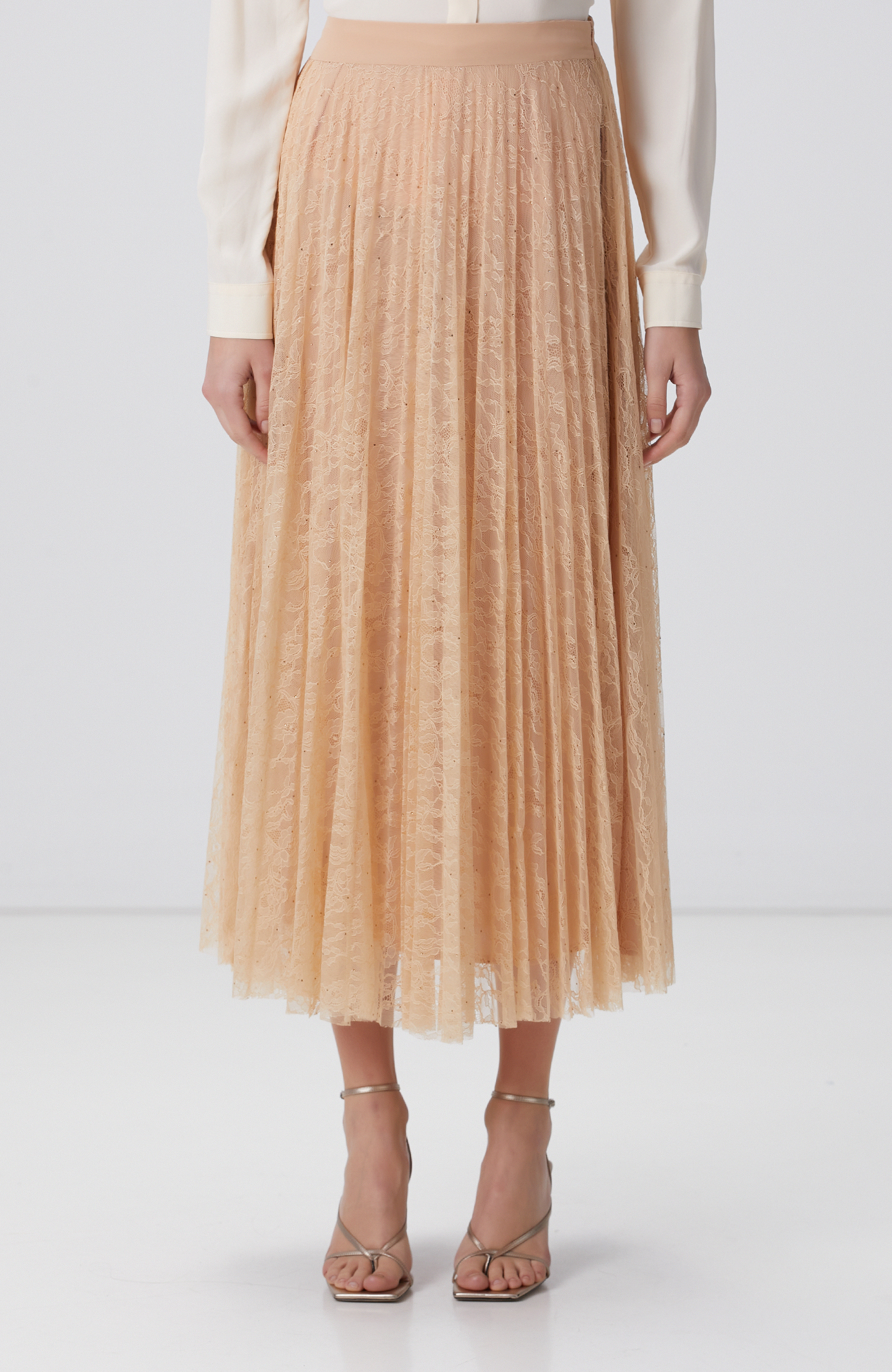 Limited Bej Midi Dantel Etek