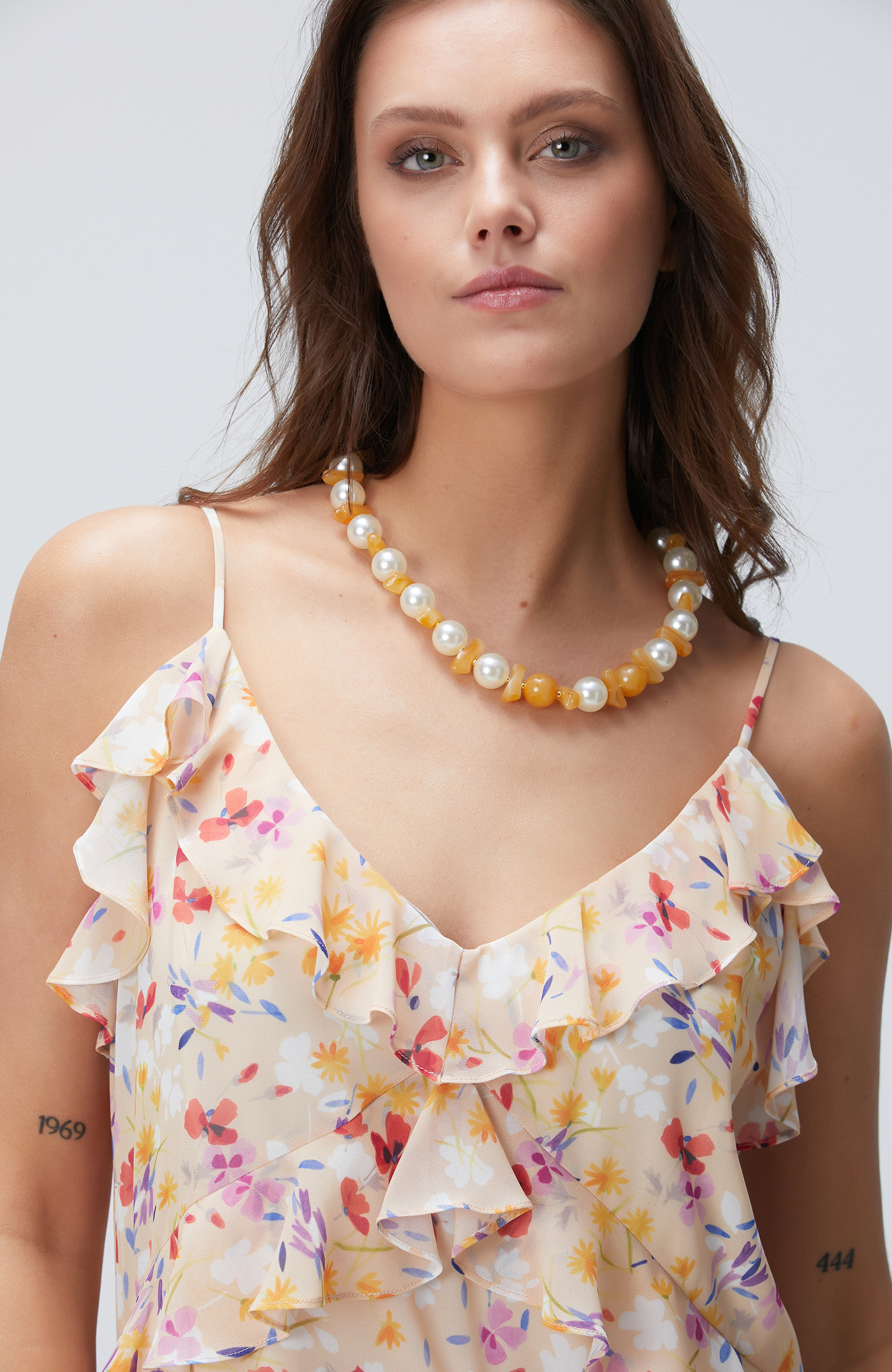 Çok Renkli Desenli Mini Elbise