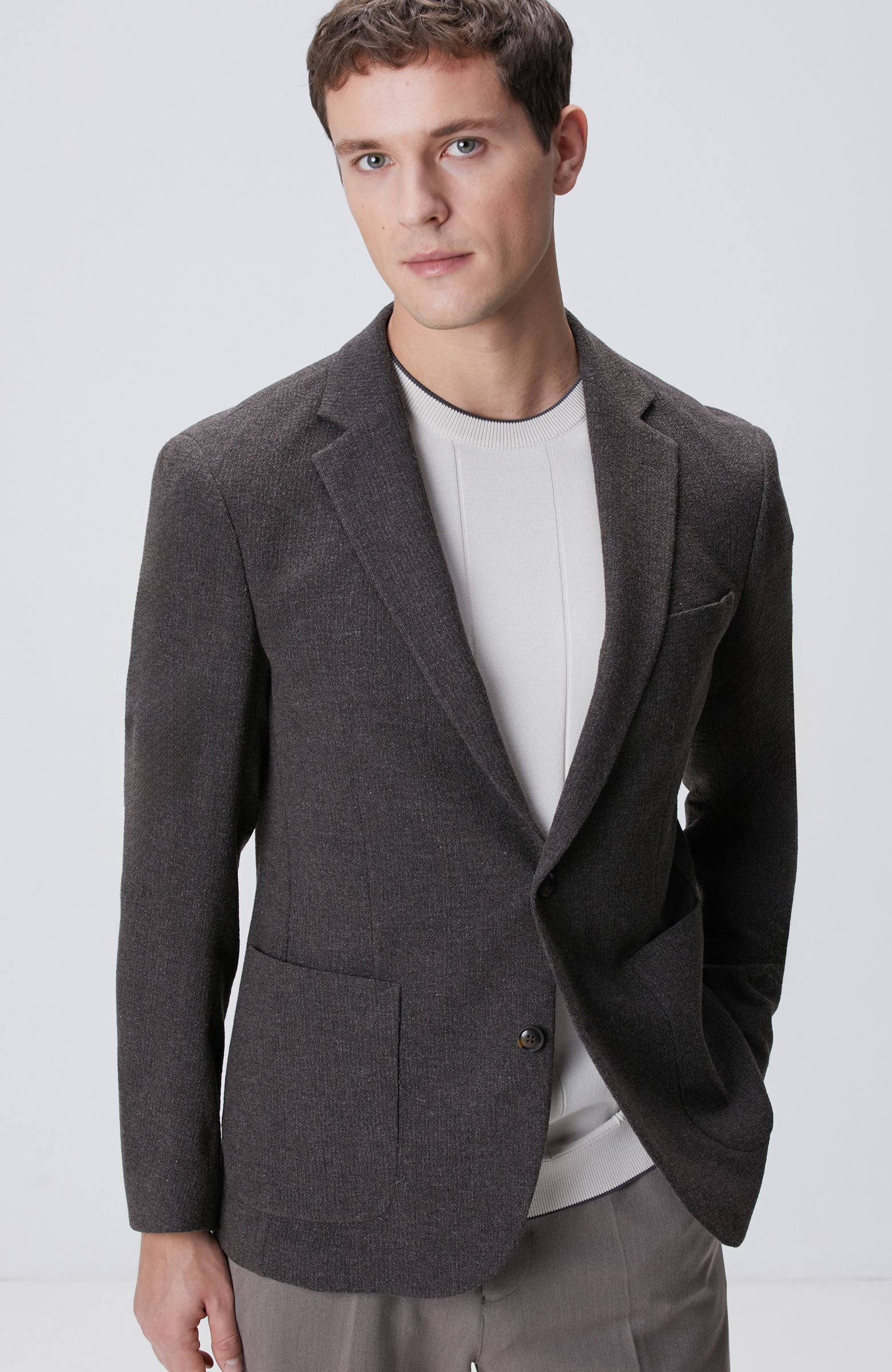 Kahverengi Yün Kaşmir Karışımlı Ceket