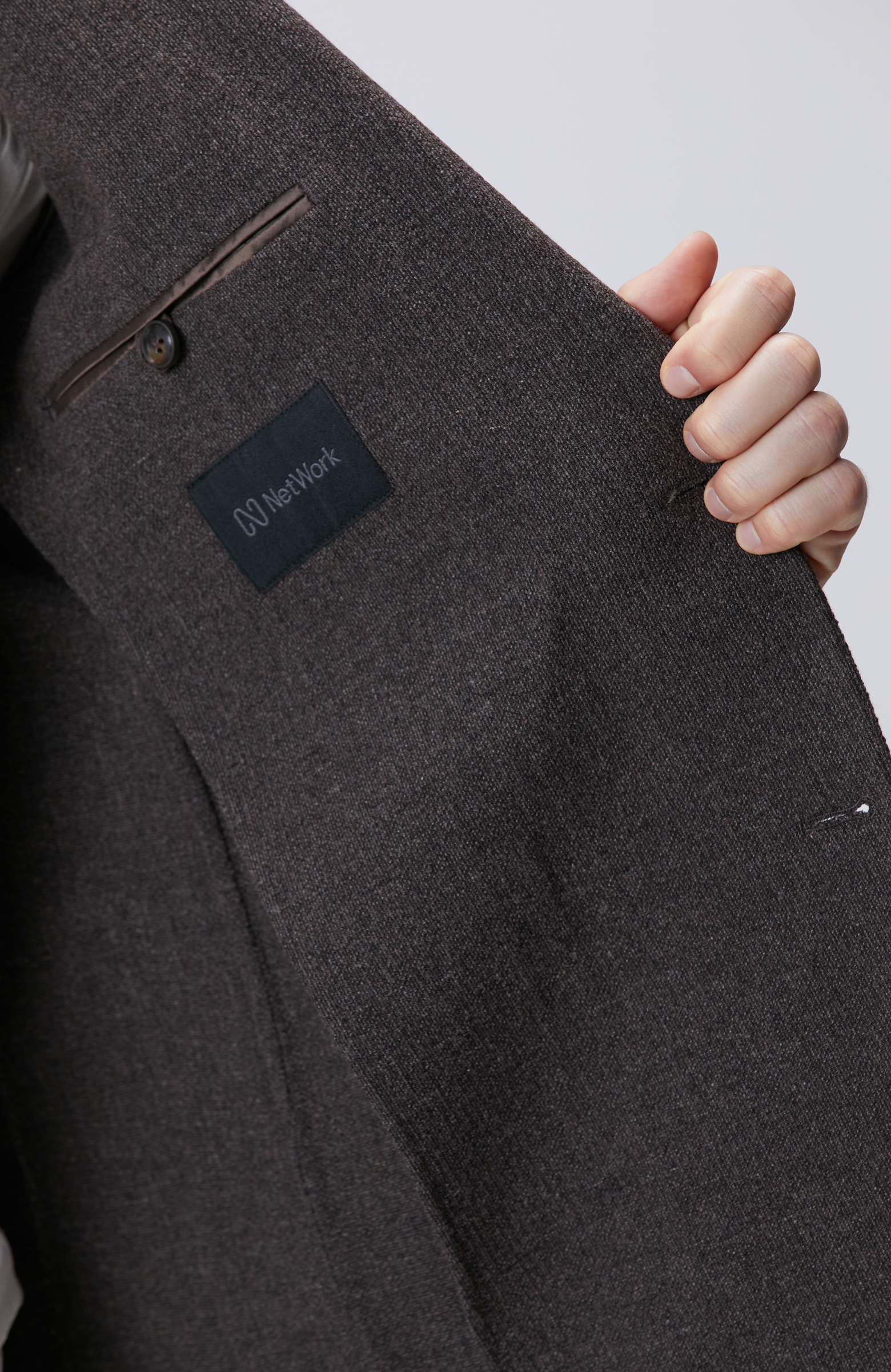 Kahverengi Yün Kaşmir Karışımlı Ceket