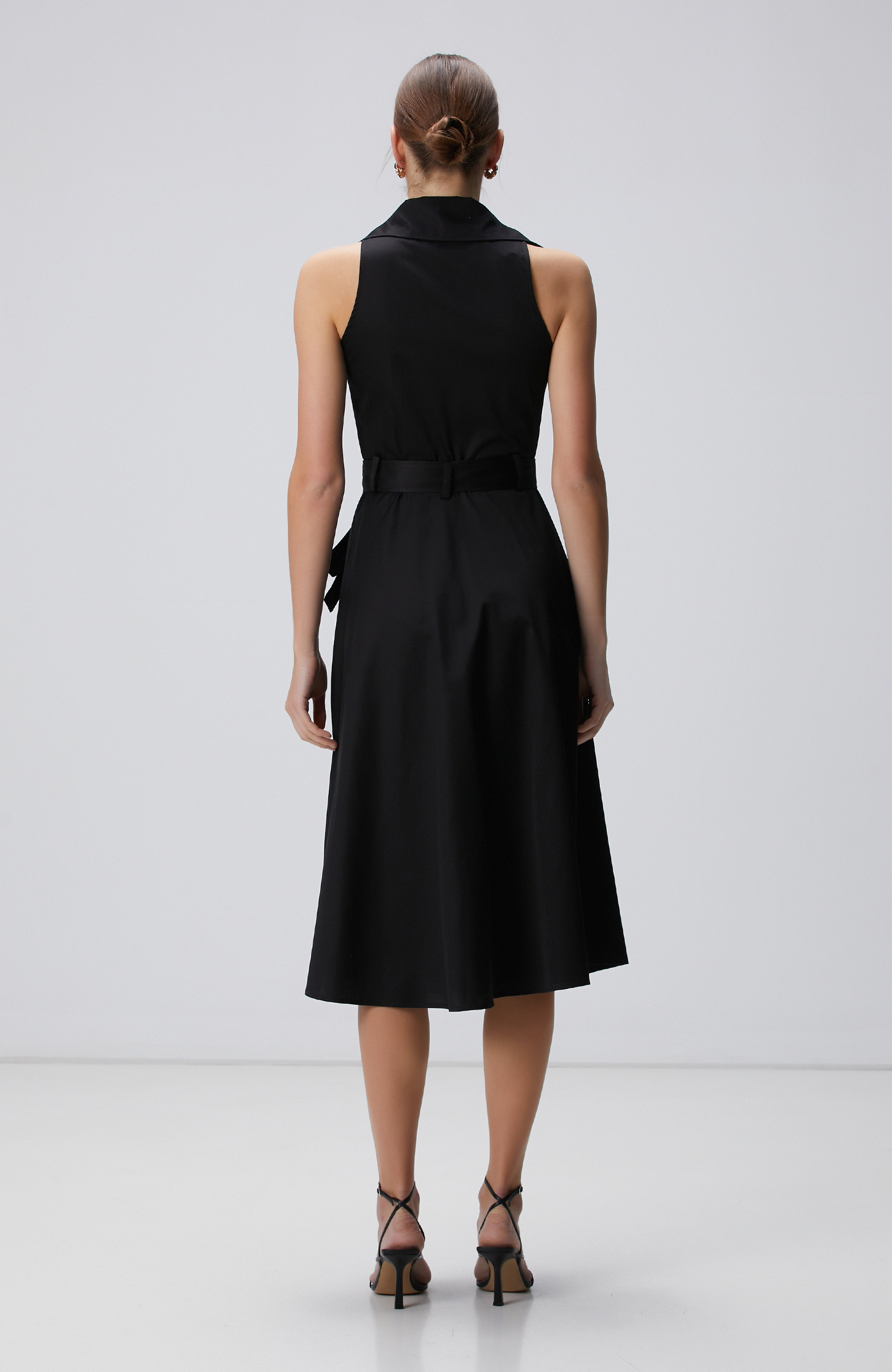 Siyah Midi Kruvaze Elbise