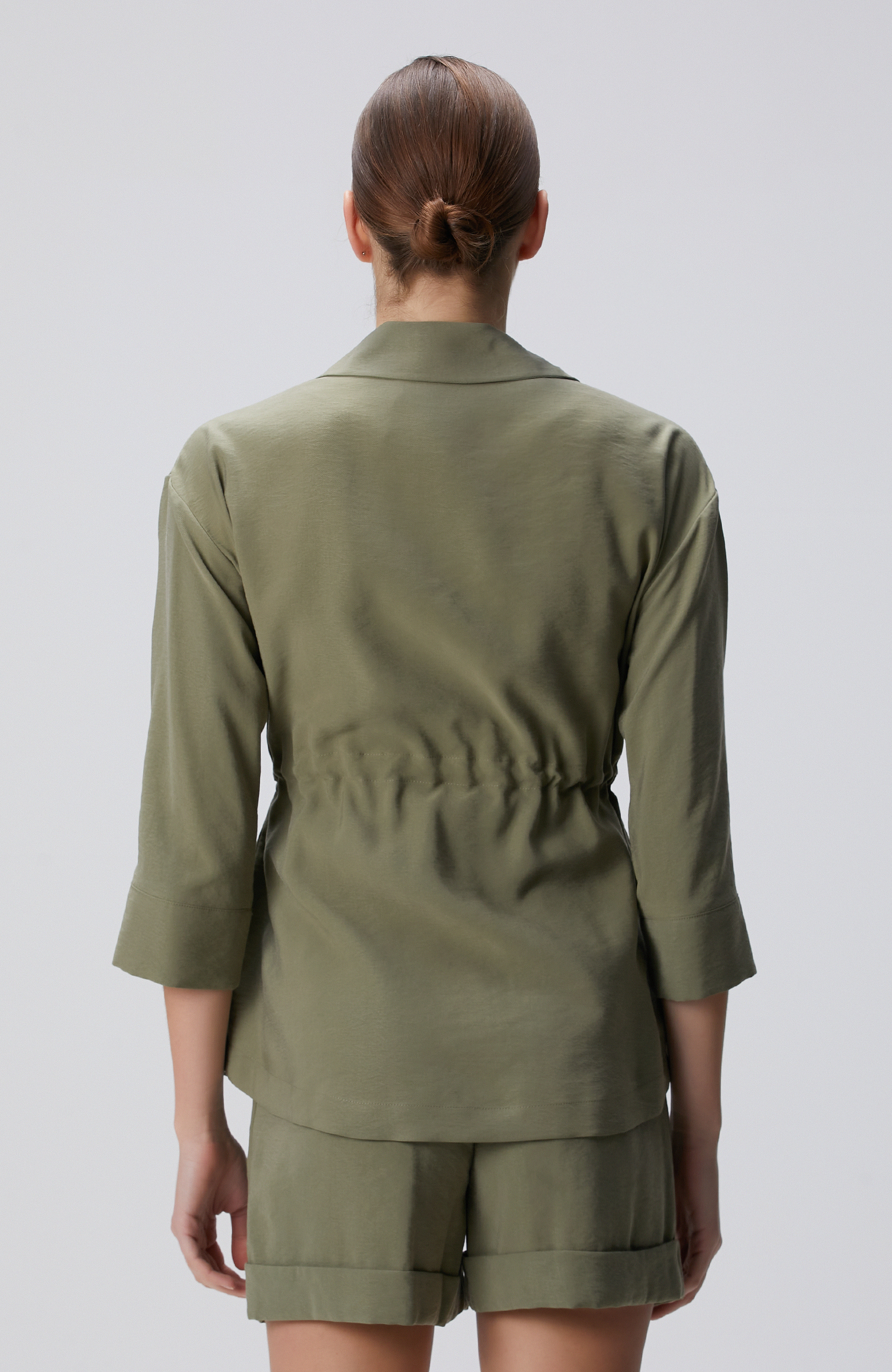 Haki Beli Büzgülü Ceket