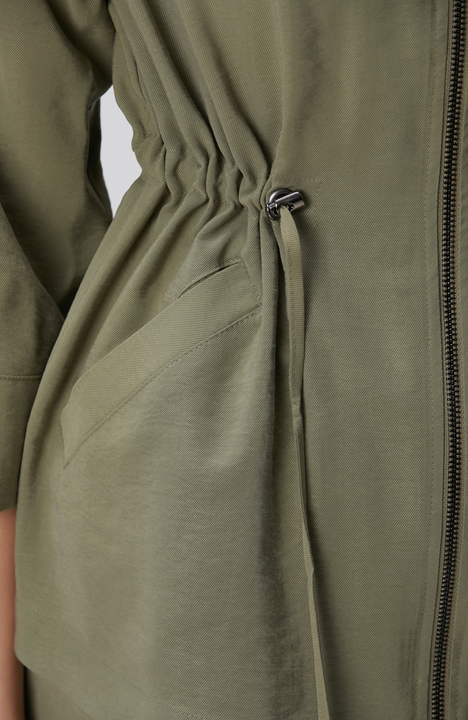 Haki Beli Büzgülü Ceket