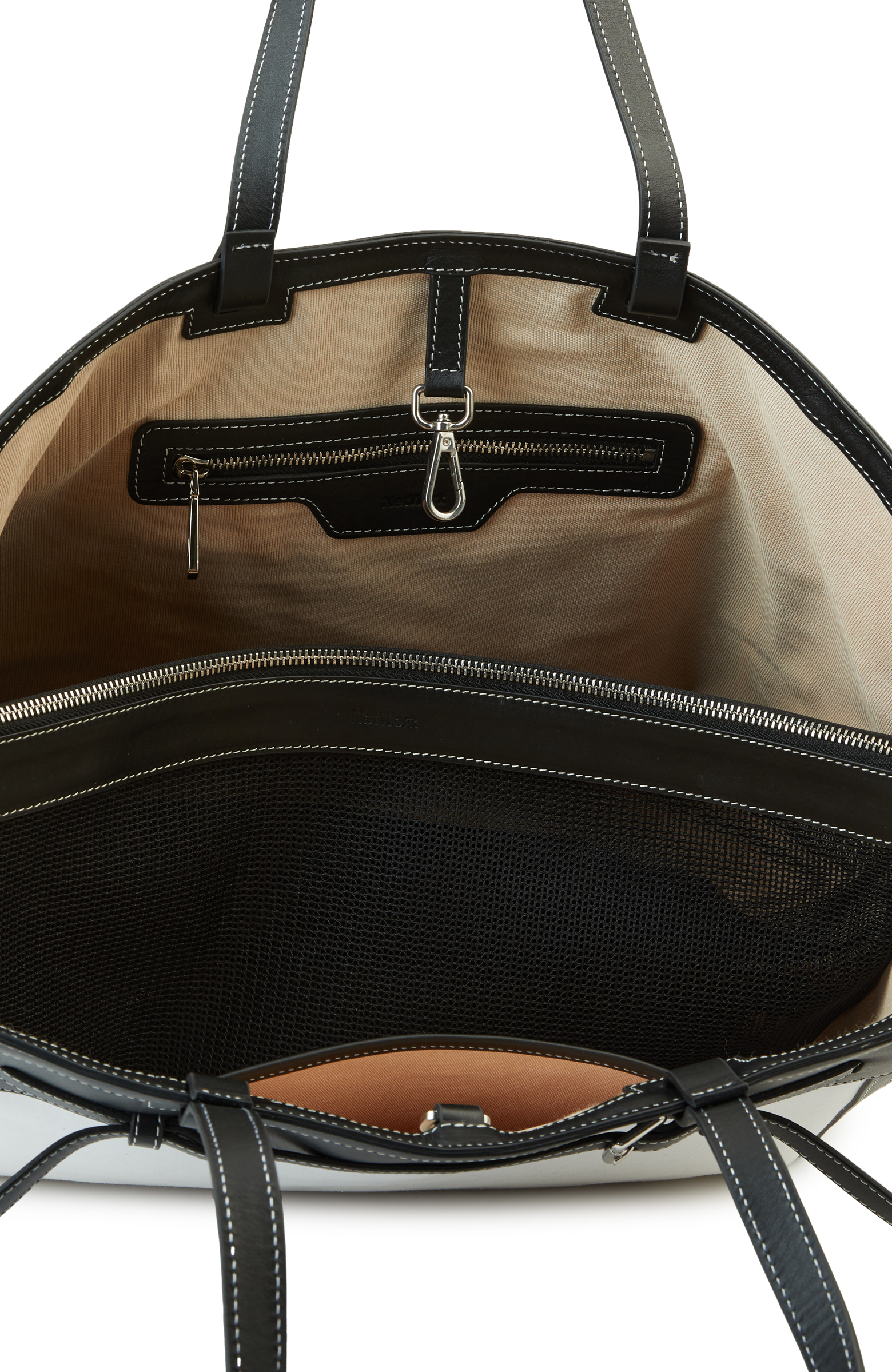 Bej Siyah Kadın Deri Çanta