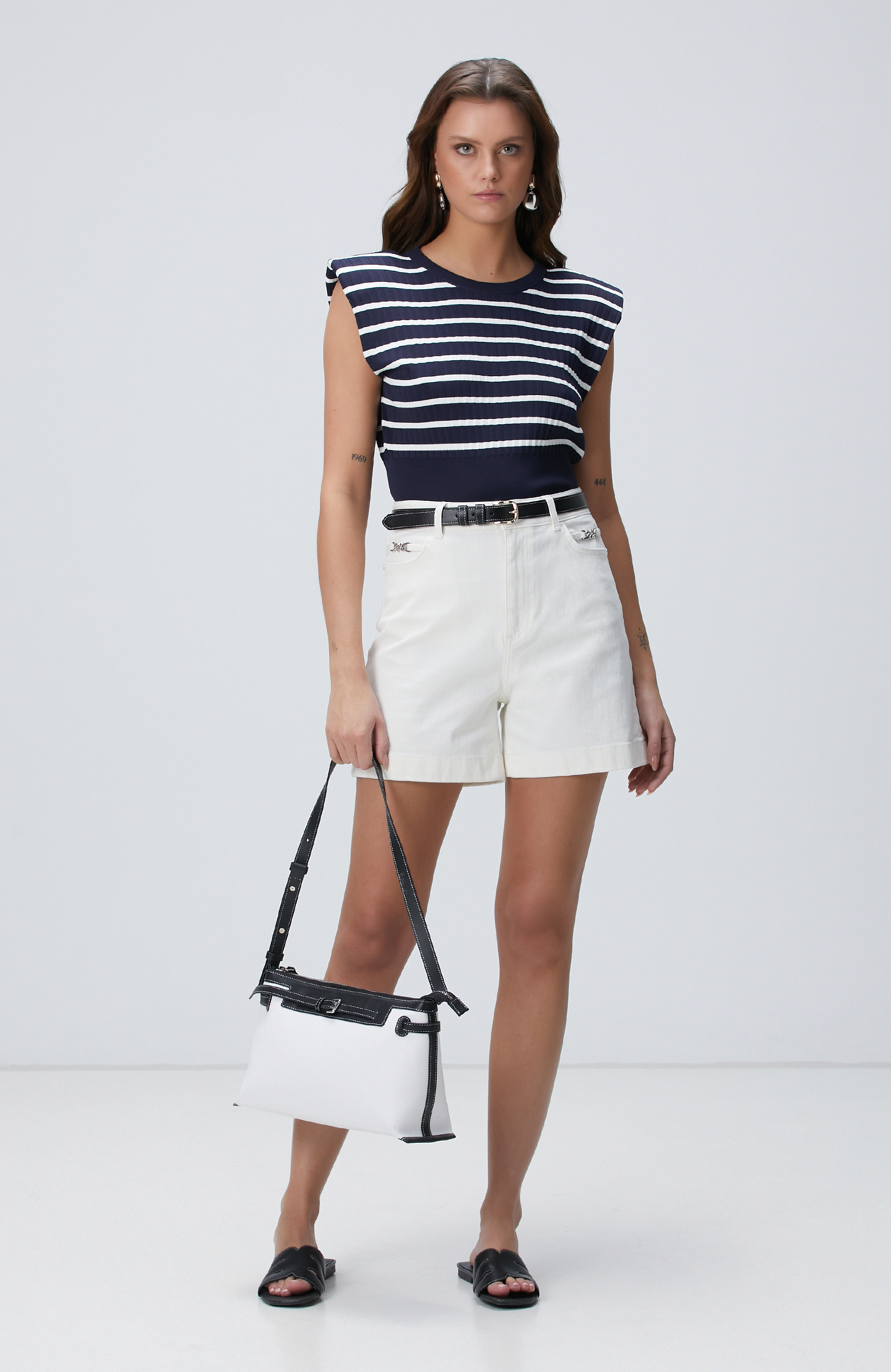 Bej Siyah Kadın Deri Çanta