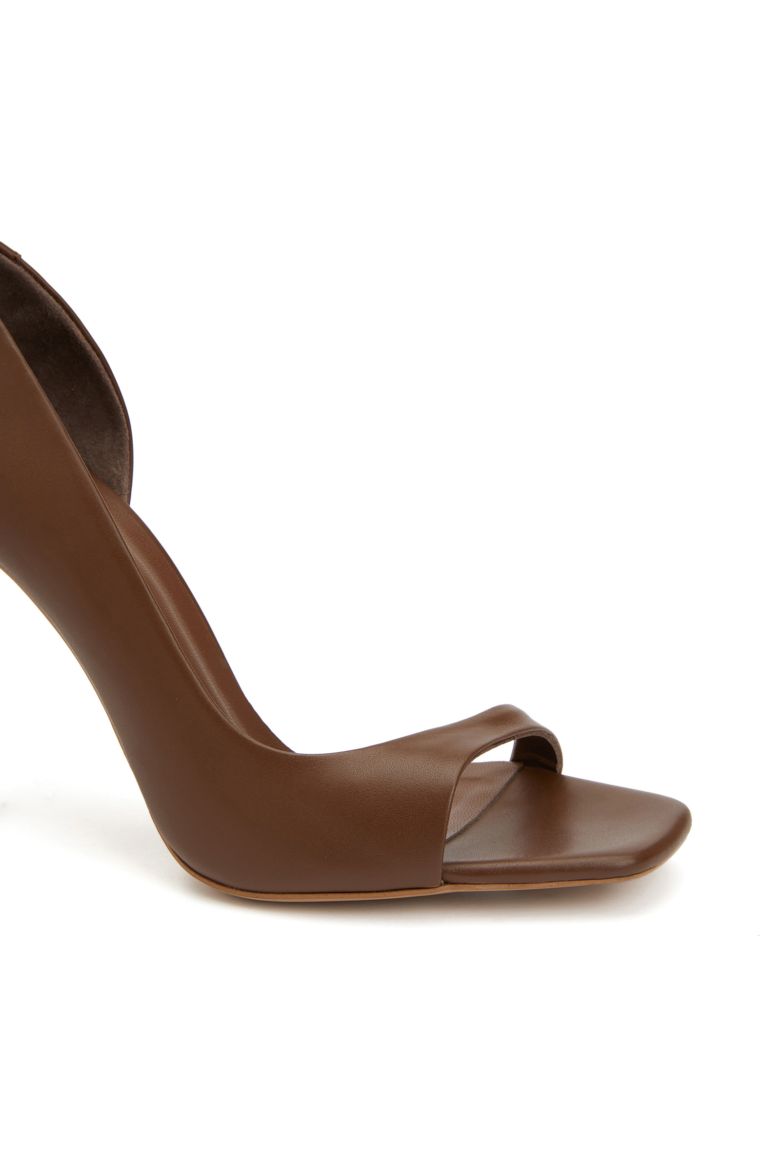 Kahverengi Deri Topuklu Ayakkabı